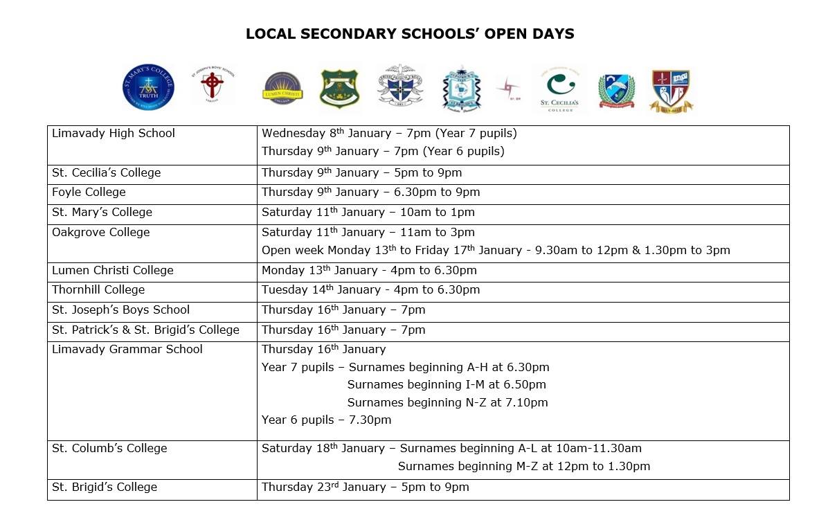 Secondary Schools Open Days