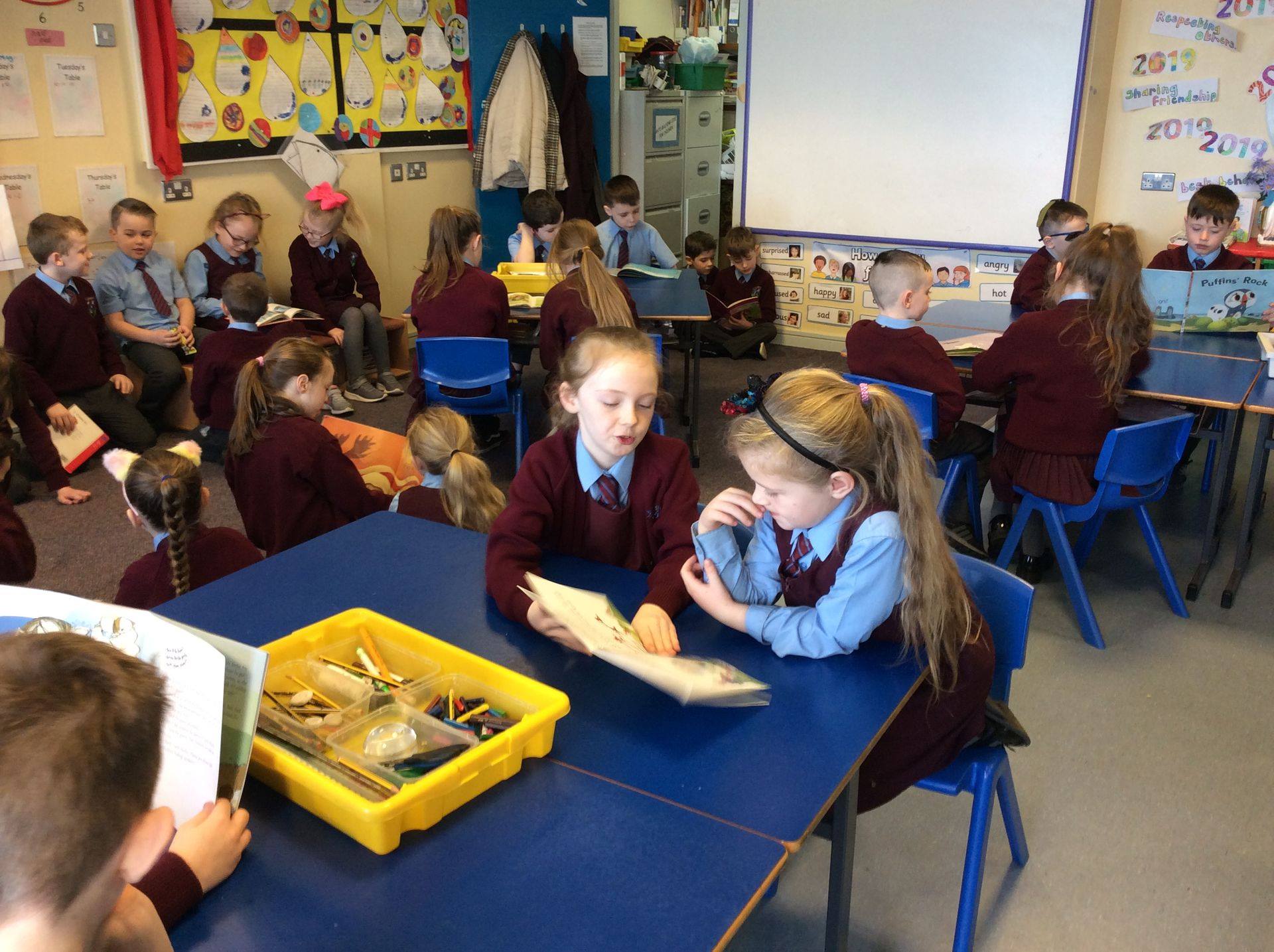 Mrs Bradley's Year 5B class visited Mrs Finnegan's 3C class today to read them some stories