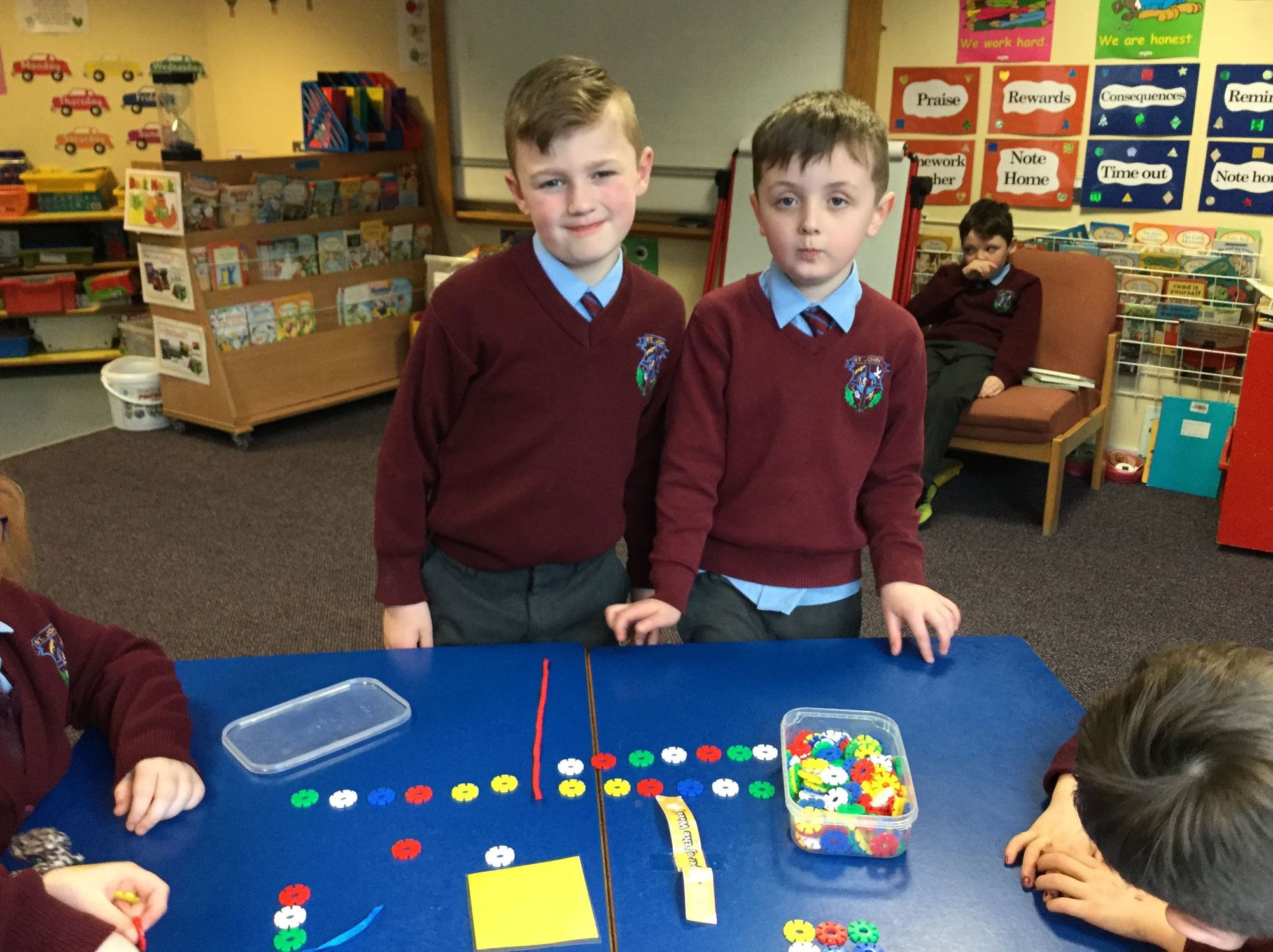 Class 3B was busy making symmetrical patterns today.