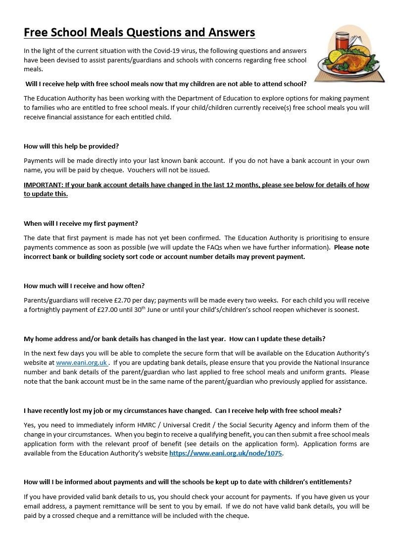 Free School Meals - Questions and Answers