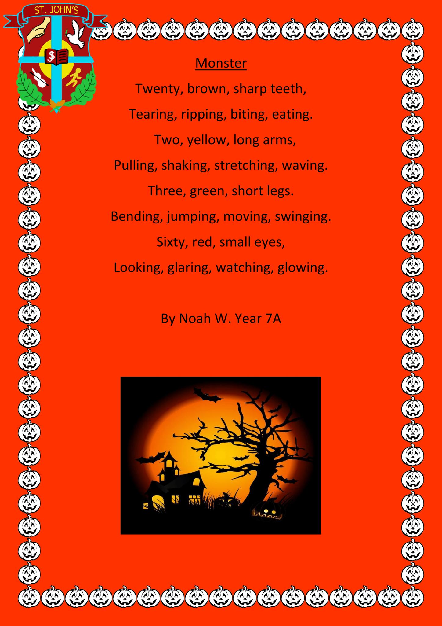 Year 7A had fun being creative with their monster poem recipes.