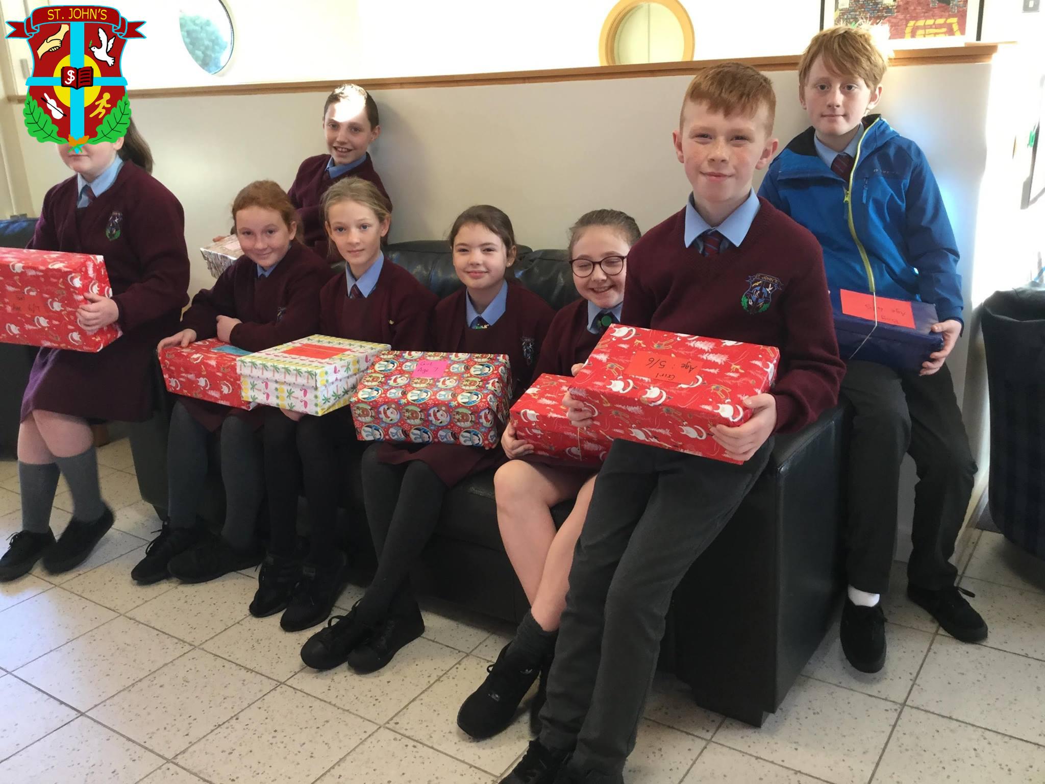 Our shared council, all packed up and ready to take the shoe boxes over to Lisnagelvin Primary School.