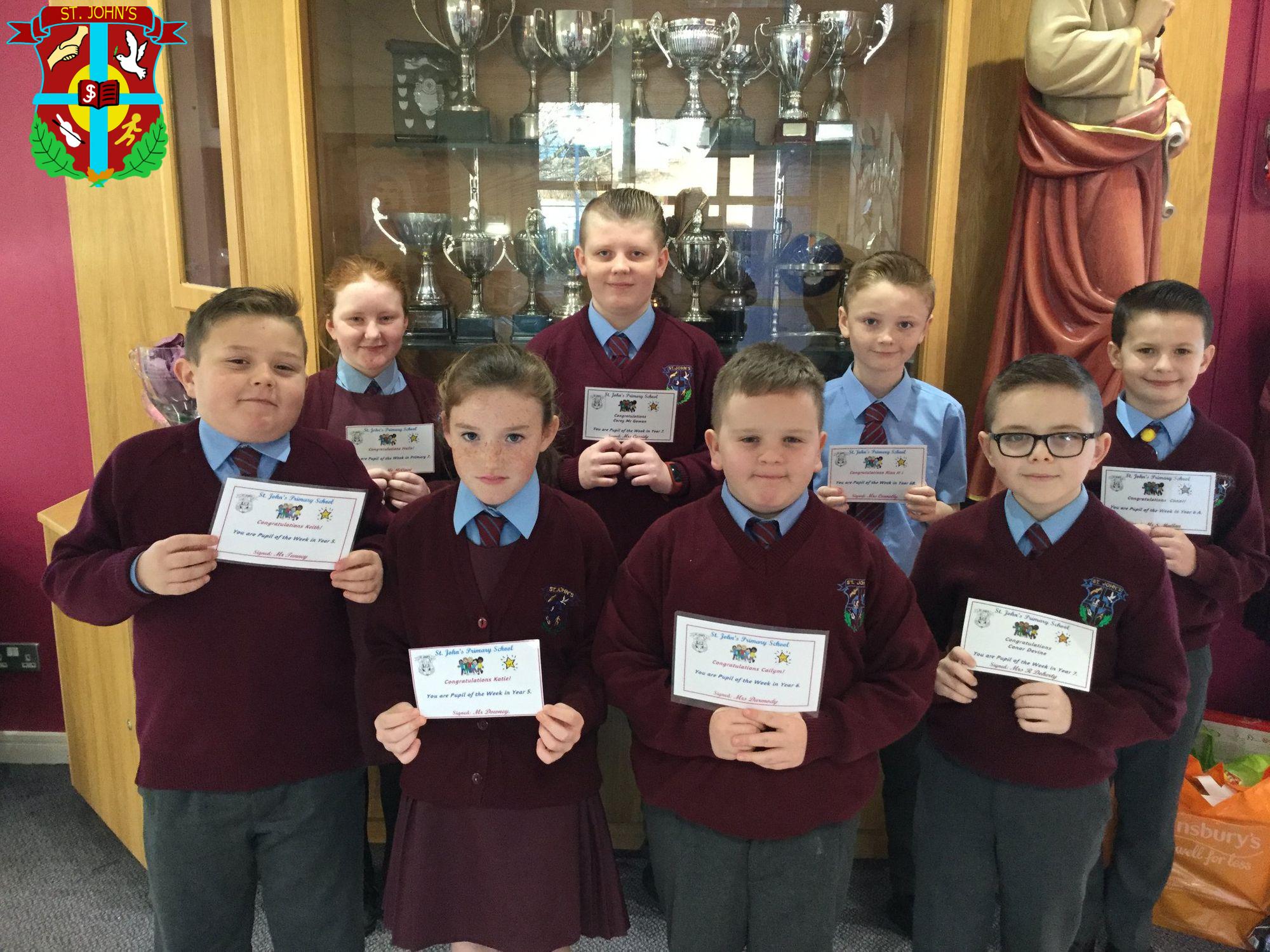 Congratulations to KS2 Pupils of the Week. Well done and keep up the great work.