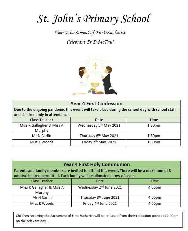 Year 4 Sacrament of First Eucharist