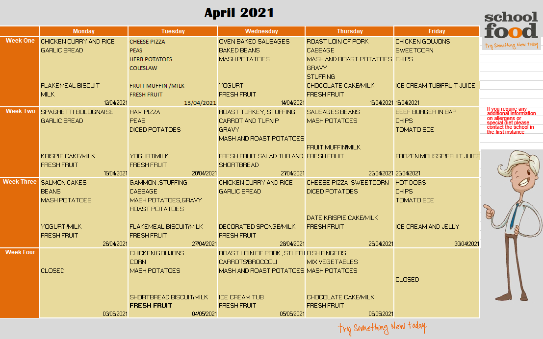 April Canteen Menu