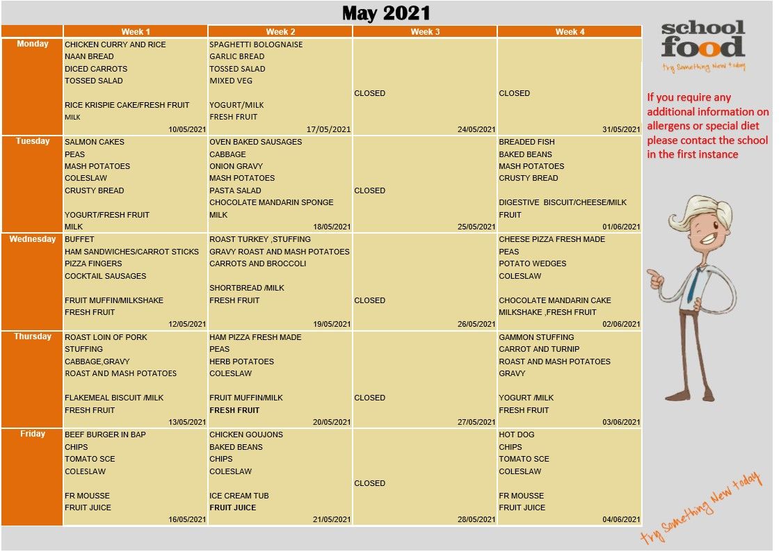May Canteen Menu
