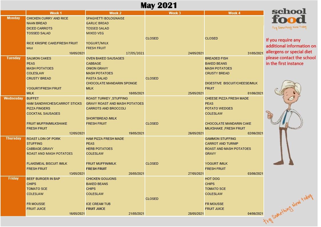 May Canteen Menu