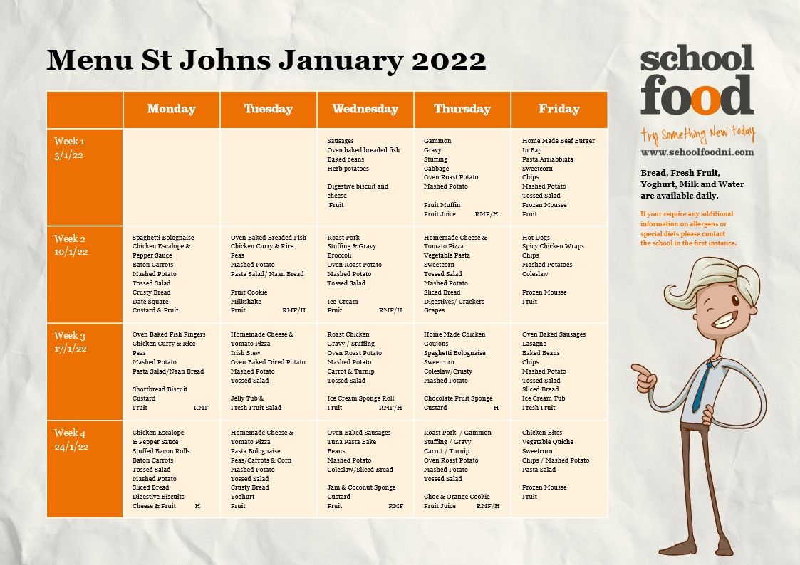 January Menu 2022