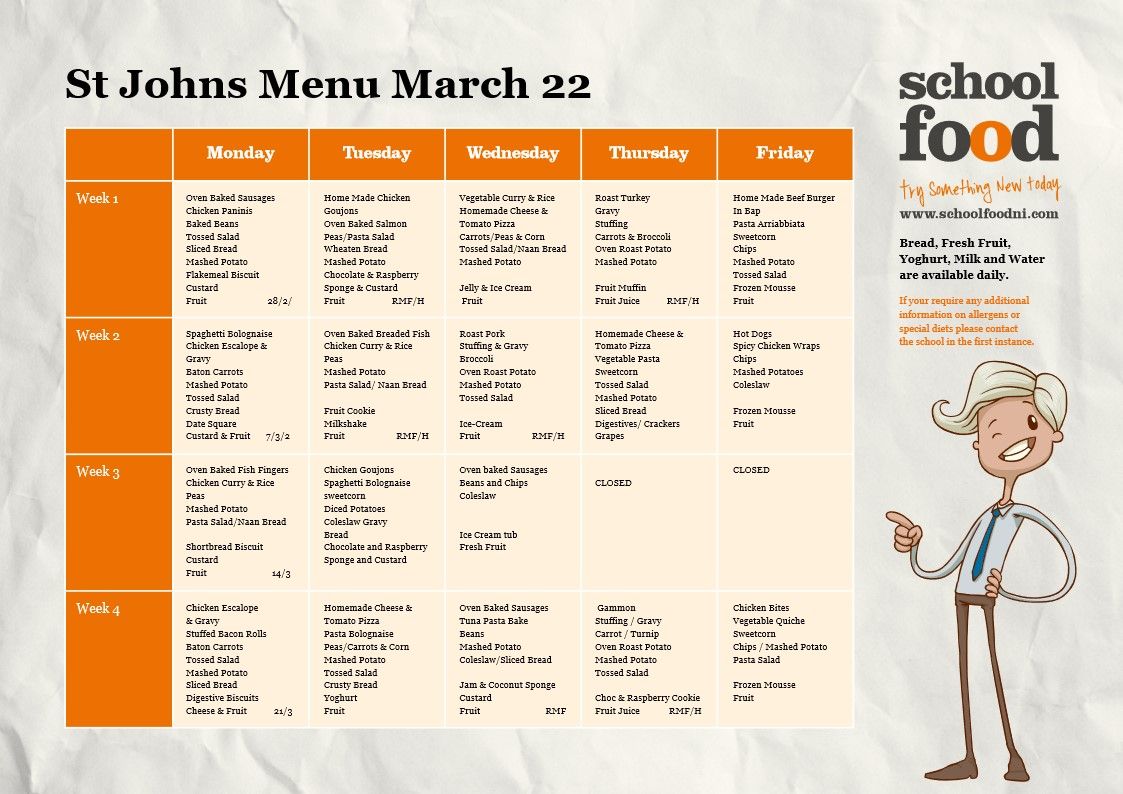 March Menu 2022