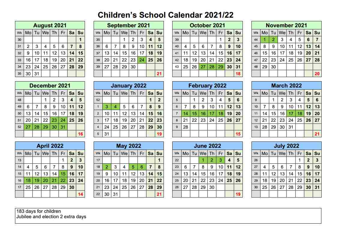 School Calendar 2021/22