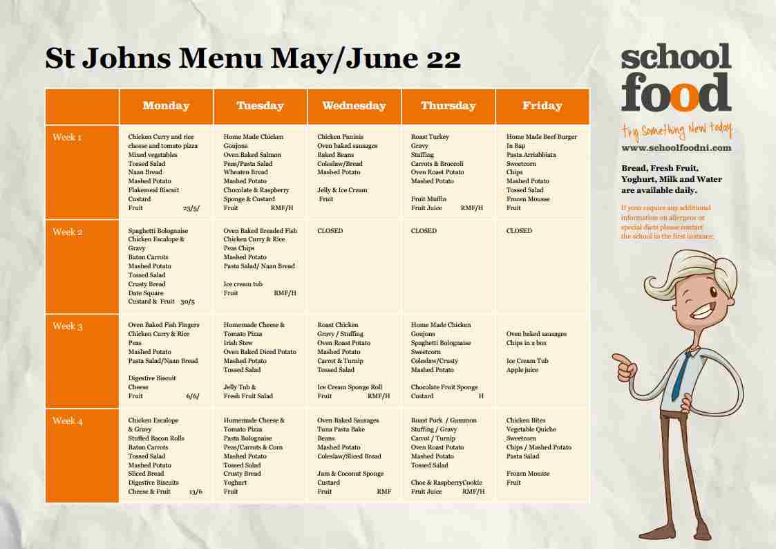 May/June Menu 2022