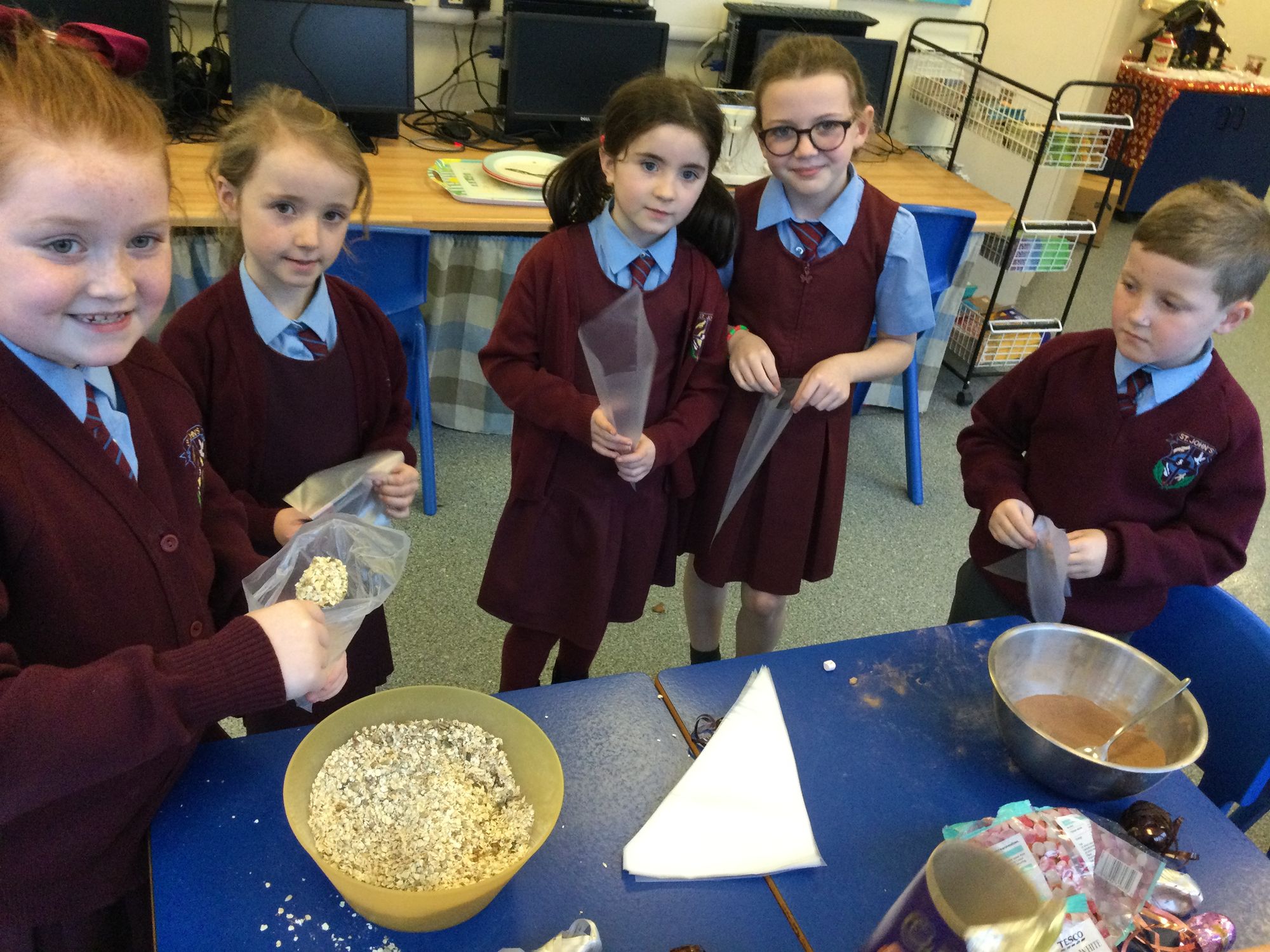 Year 4 are very busy getting their stall ready for Wednesday .