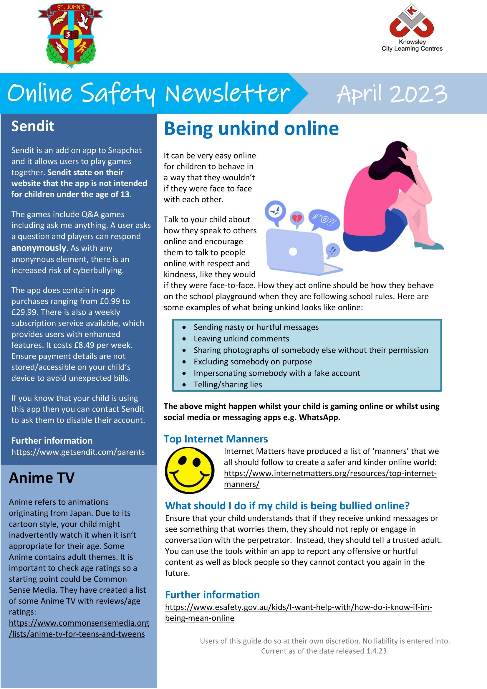 Online Safety Newsletter - April 2023