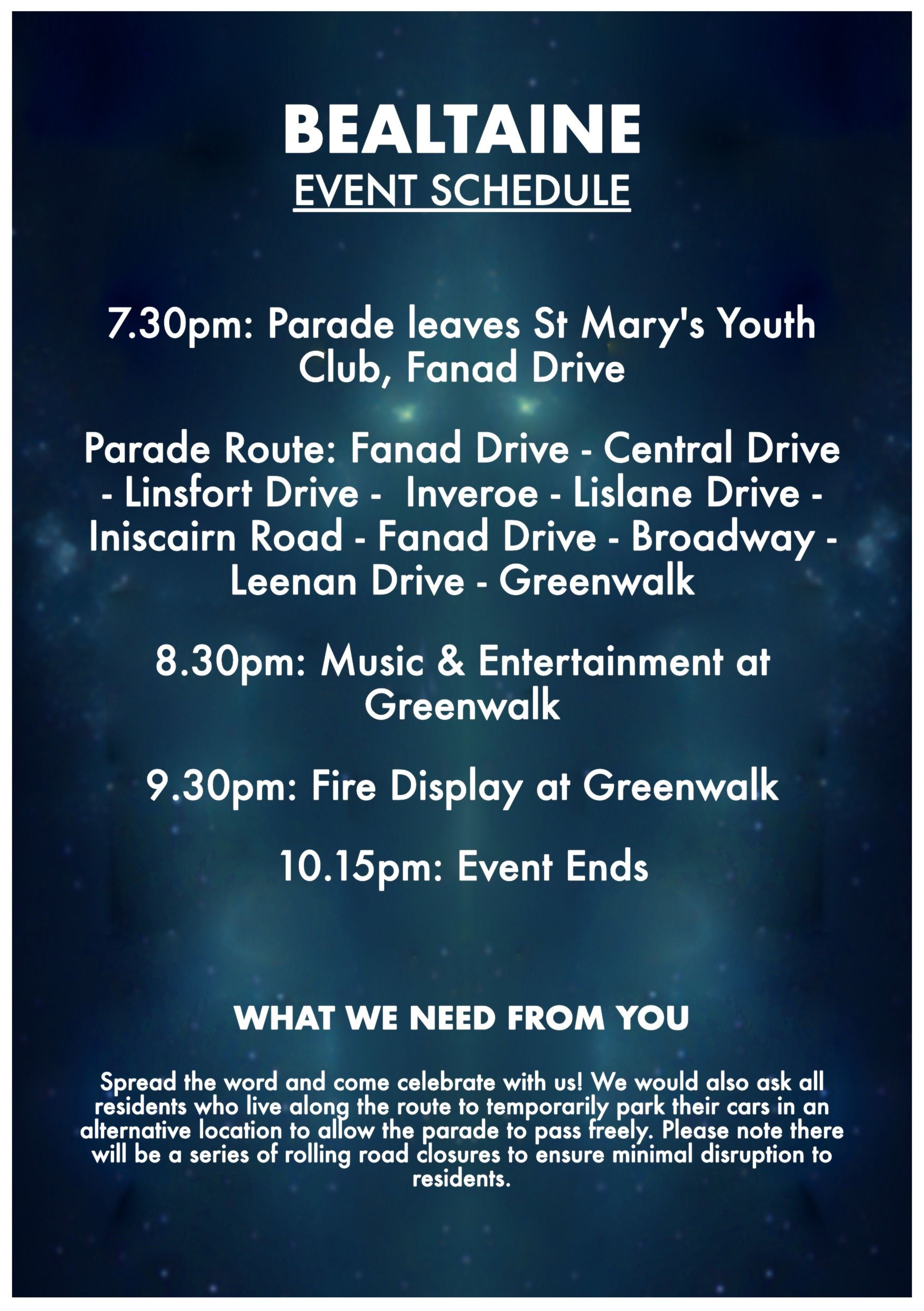 Creggan Bealtaine Event Rescheduled for Tonight
