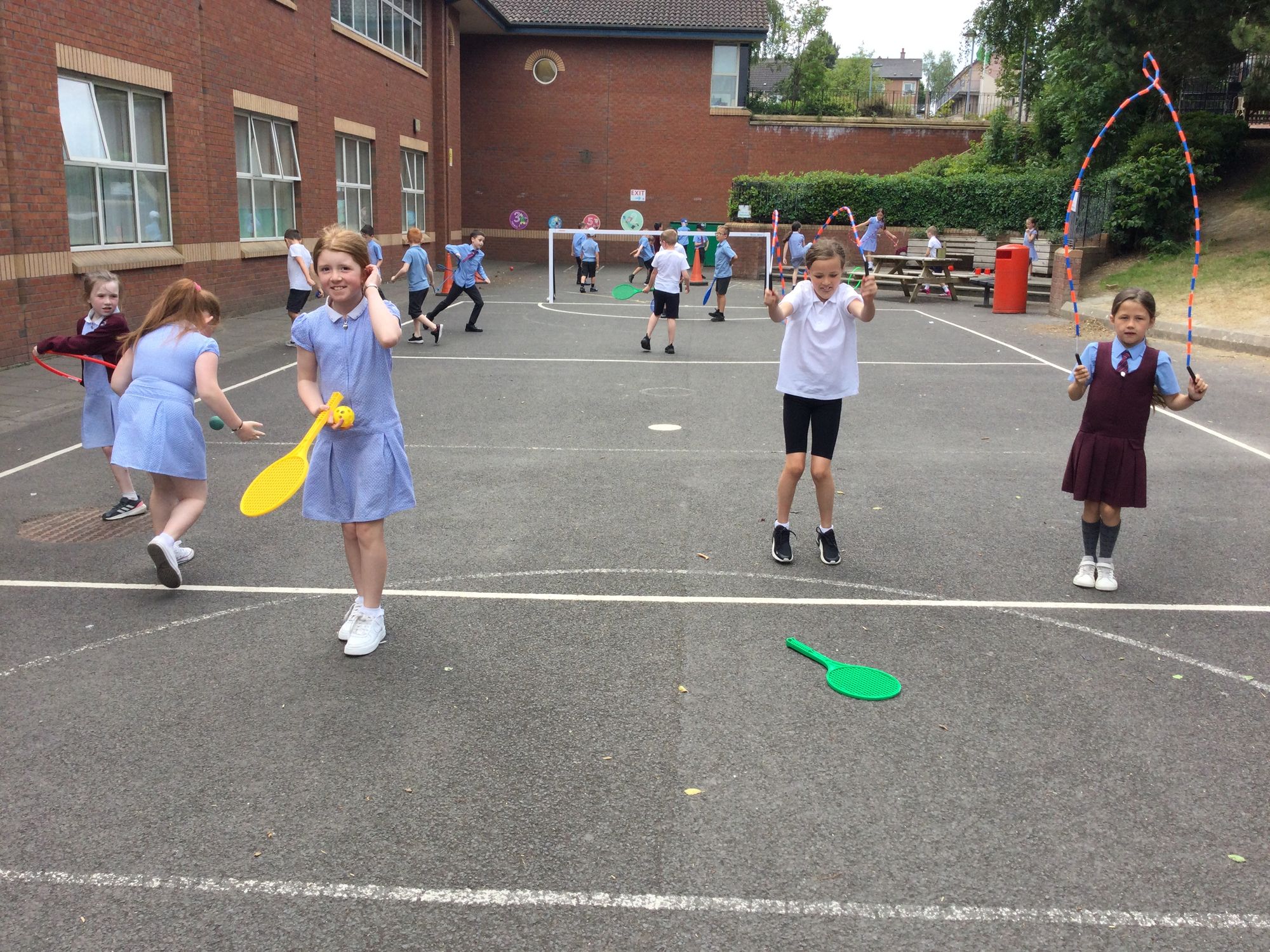 Year 4 enjoying outdoor play on a beautiful day.