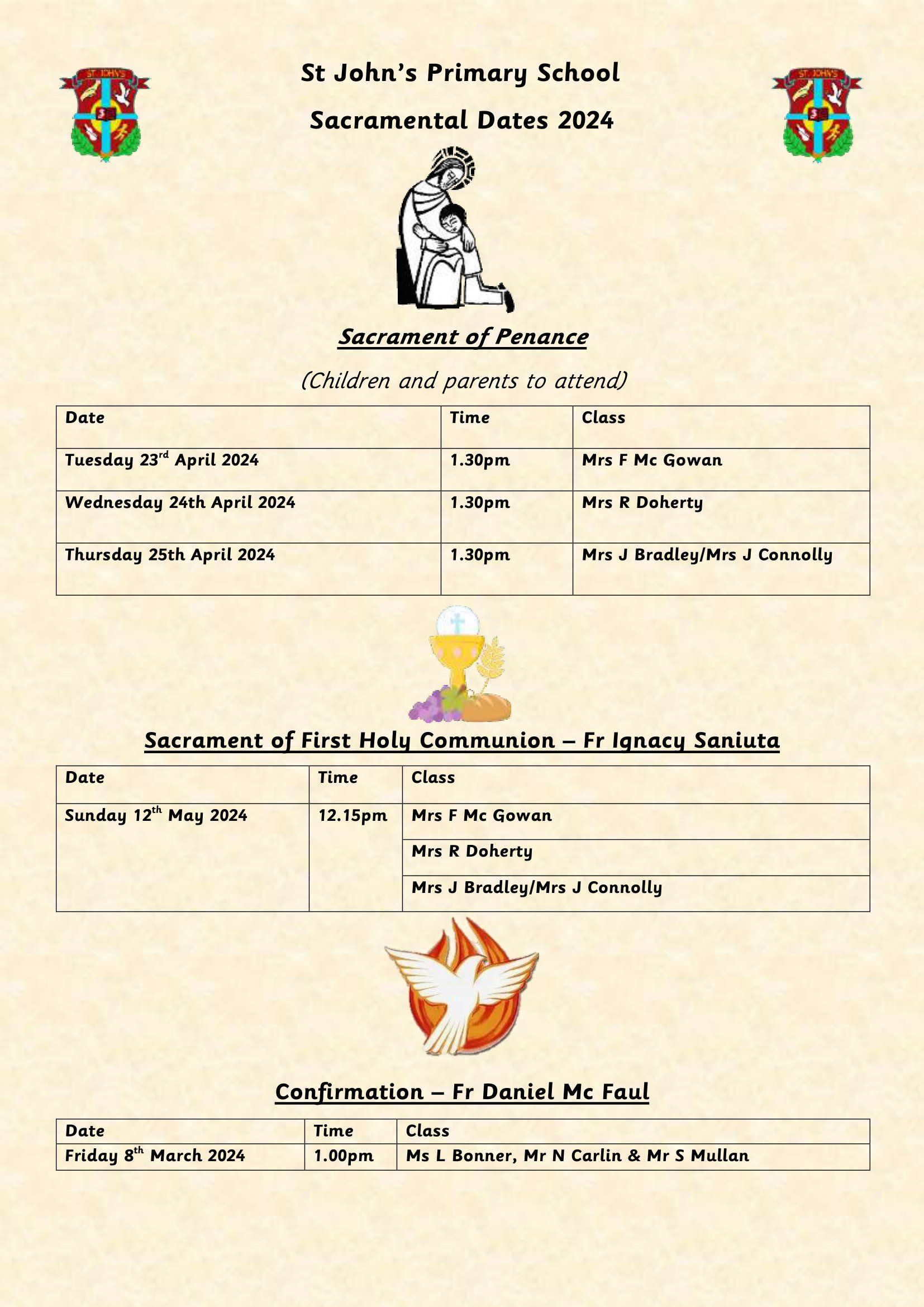 Sacramental Dates - 2024