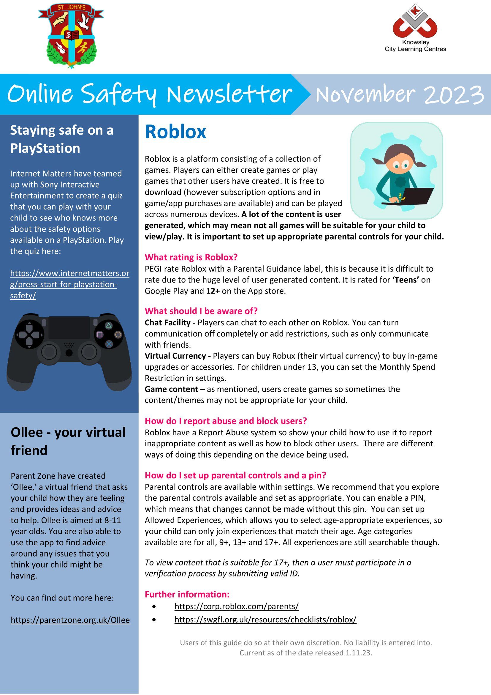 Online Safety Newsletter - November 2023