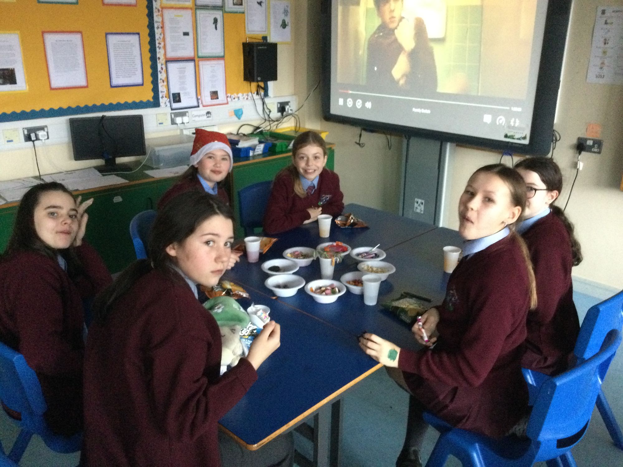 Year 7B enjoyed a festive Christmas movie and party