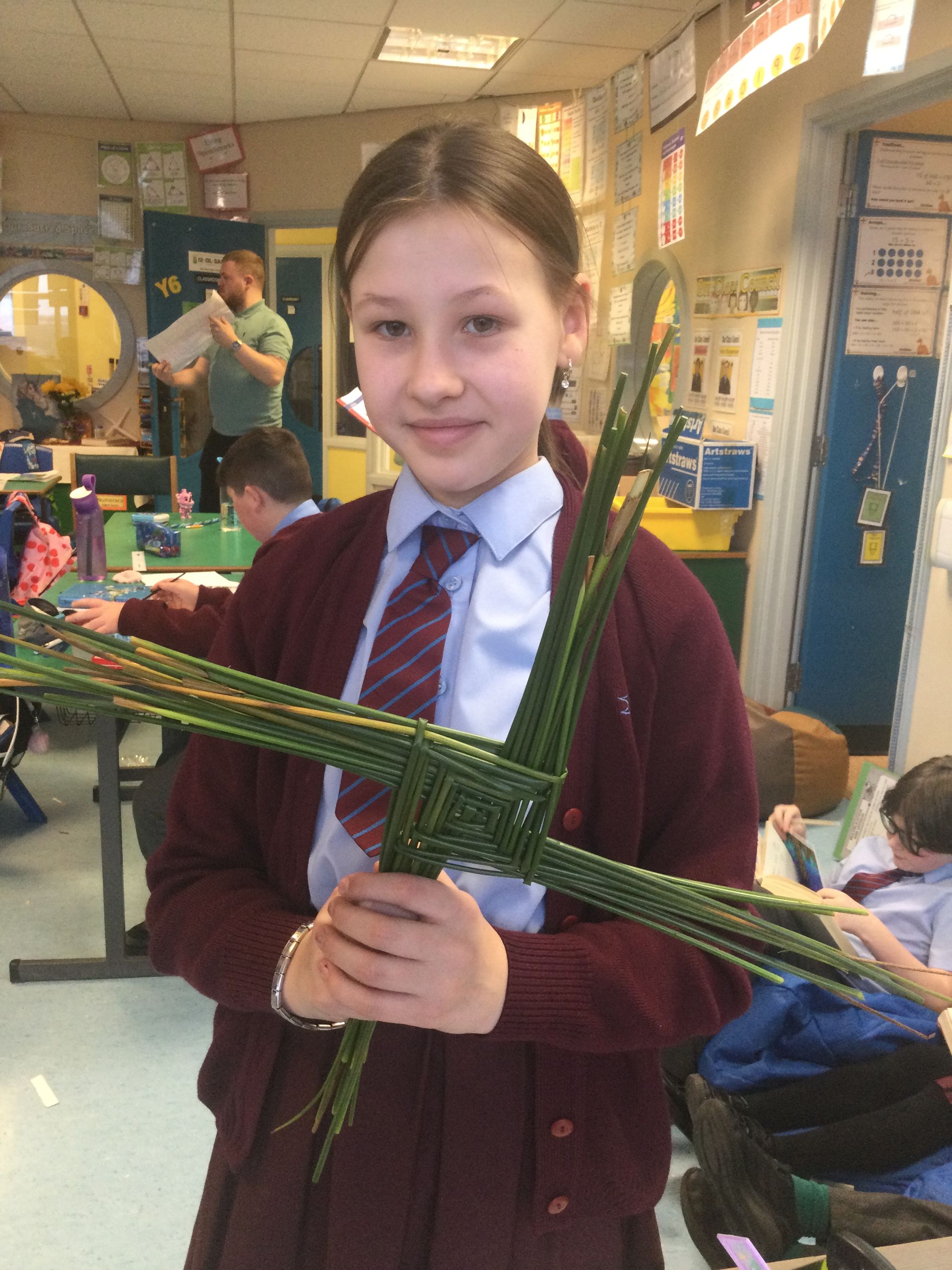 Well done Year 7 children! They showed Year 6 pupils how to make St. Brigid’s crosses.