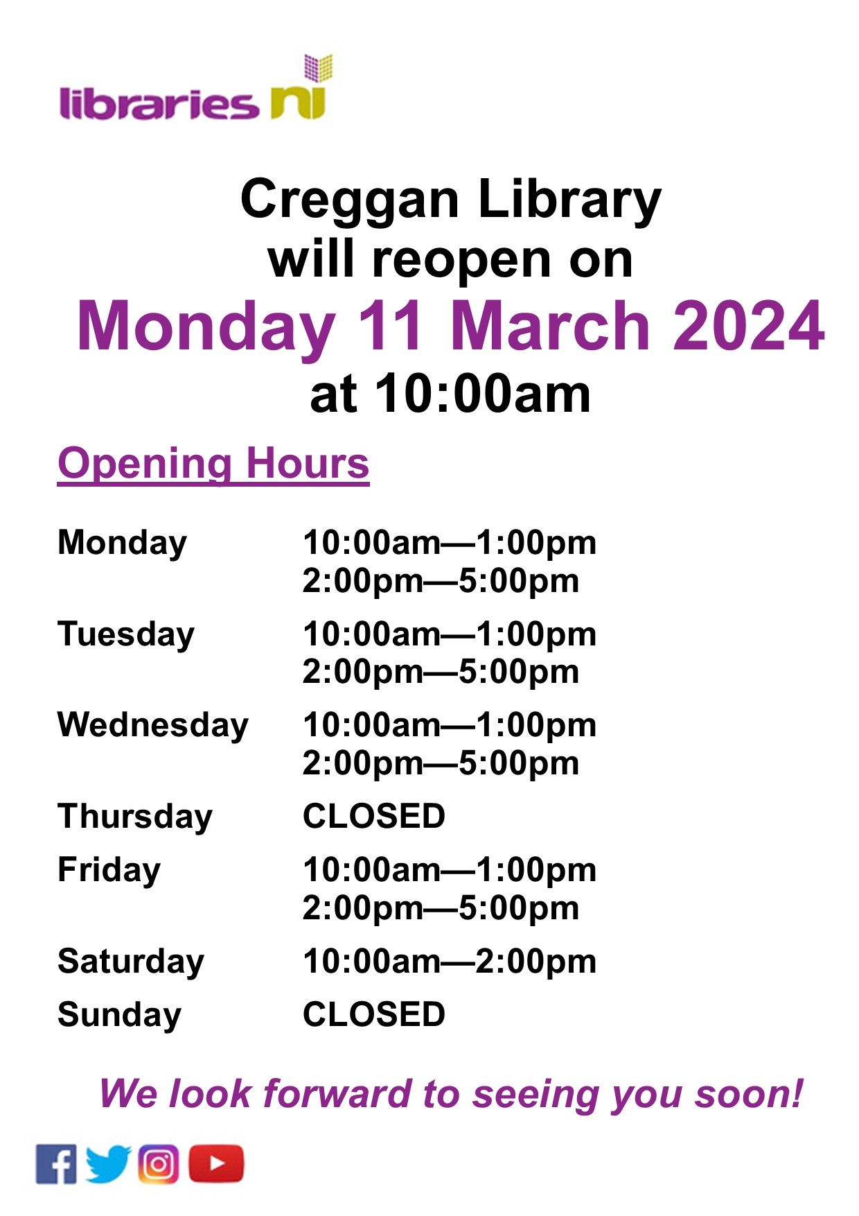 Creggan Library - Reopening Date