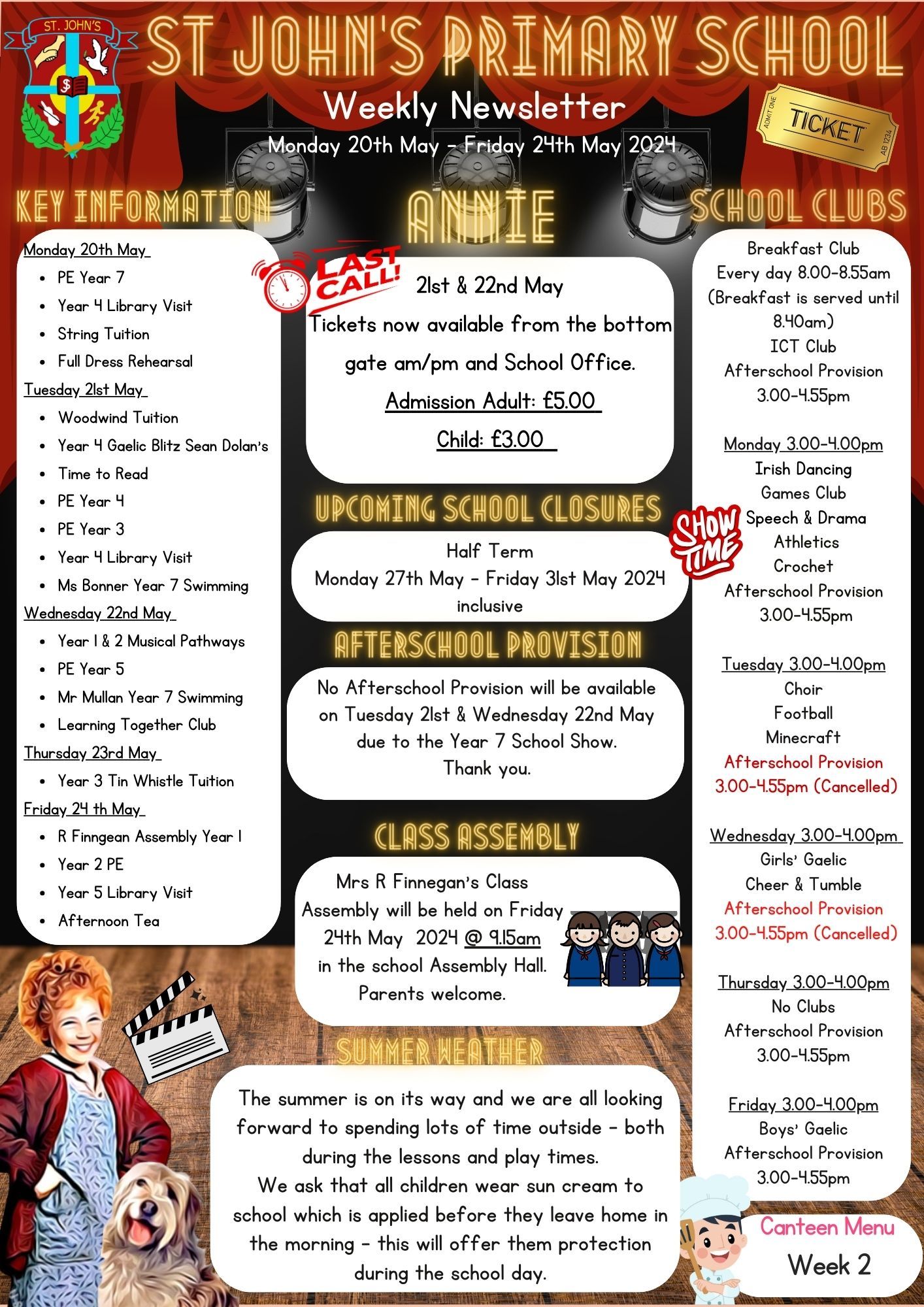 Weekly Newsletter Monday 20th May 2024