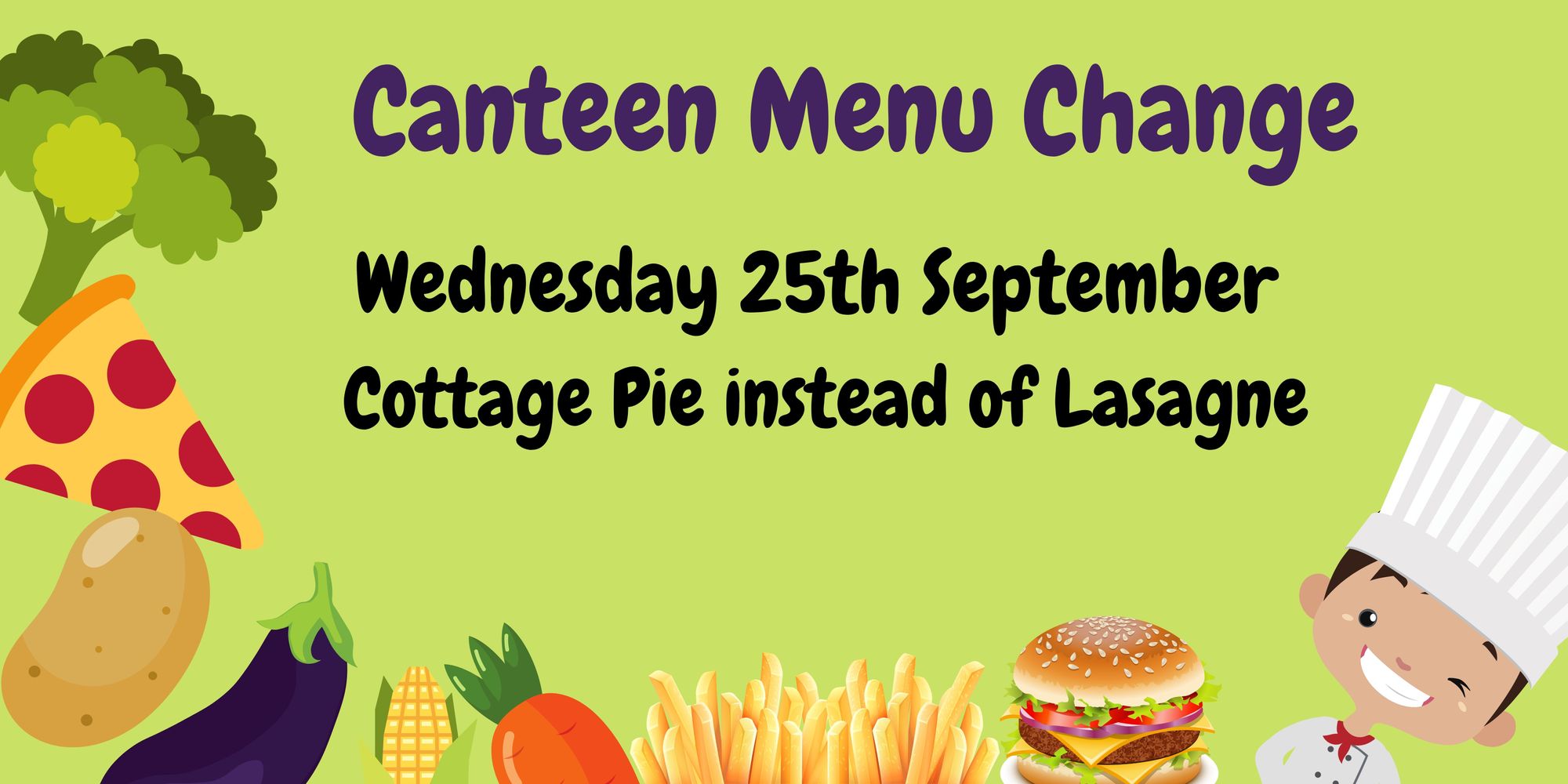 Canteen Menu Change 25/09/2024