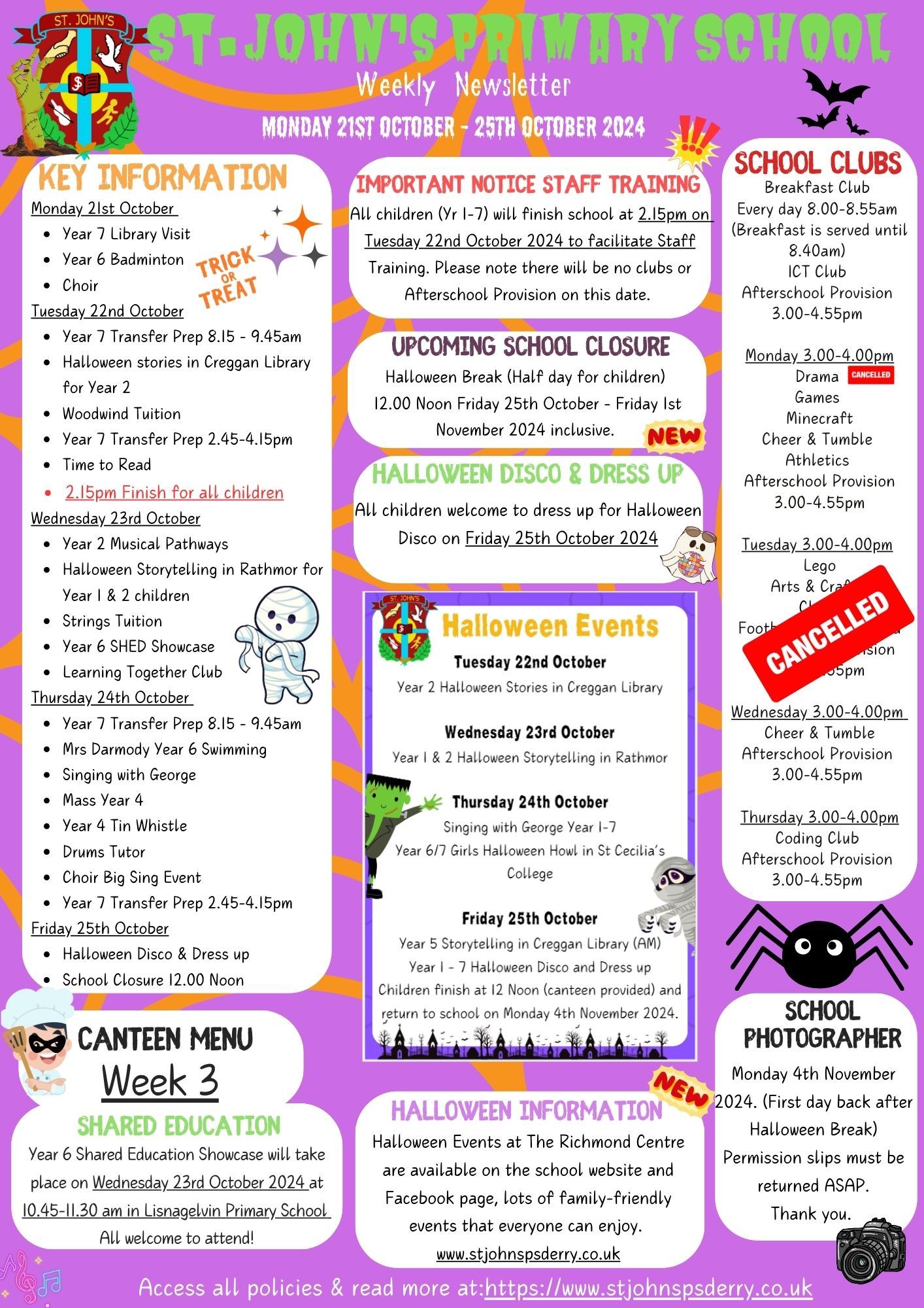 Weekly Newsletter Monday 21st October 2024