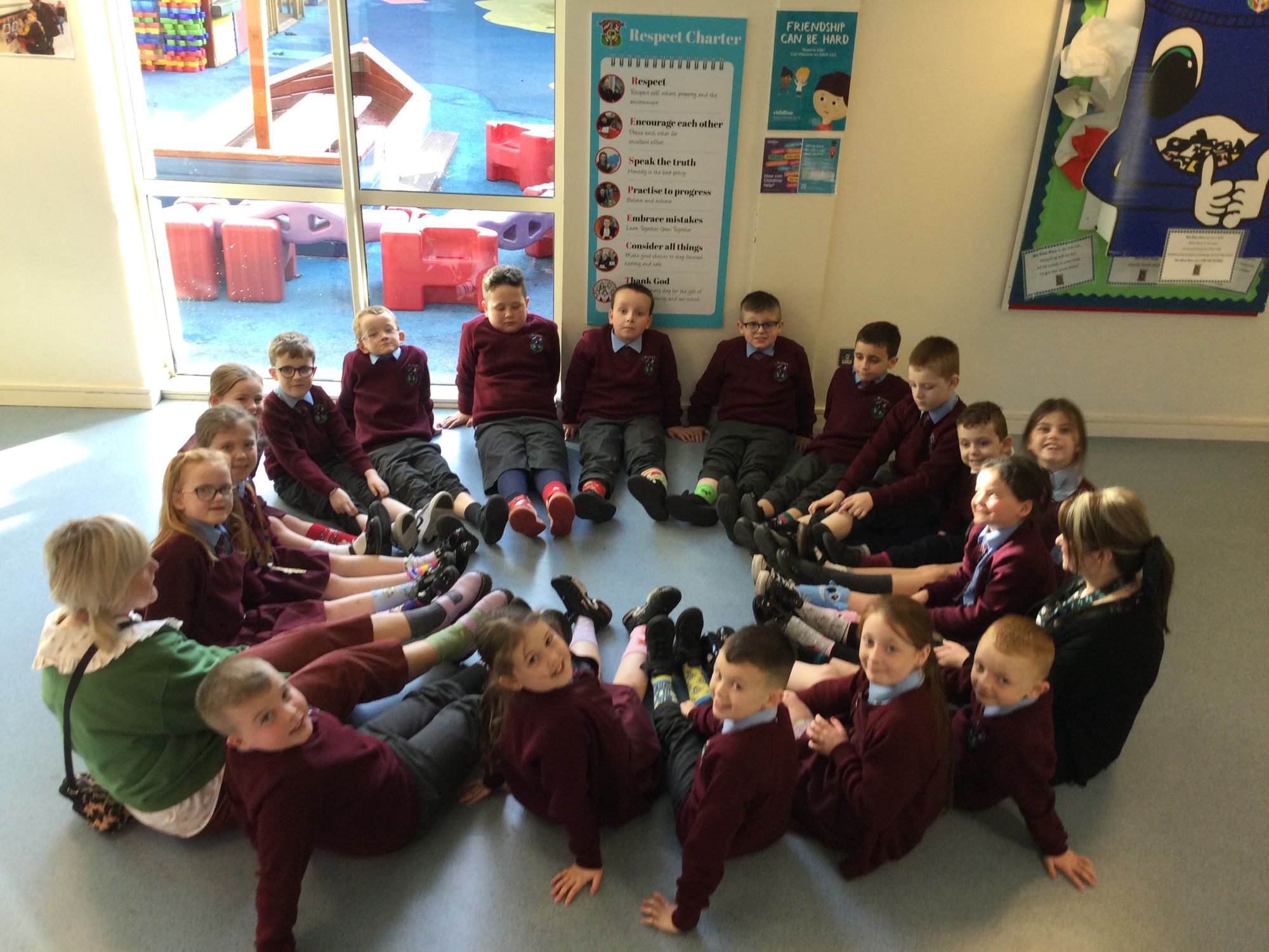 Class 4B wearing odd socks for Anti bullying week