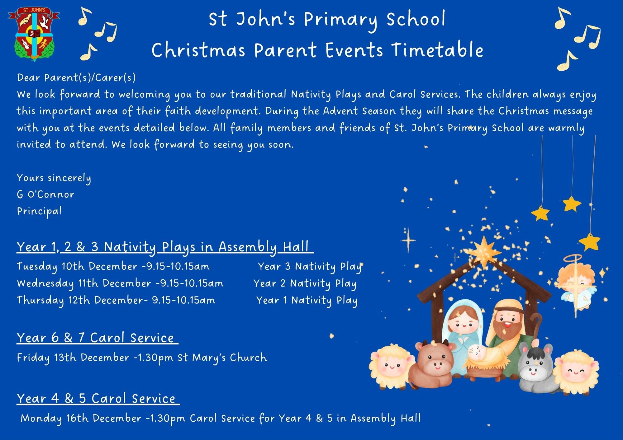 Christmas Parent Events Timetable 2024