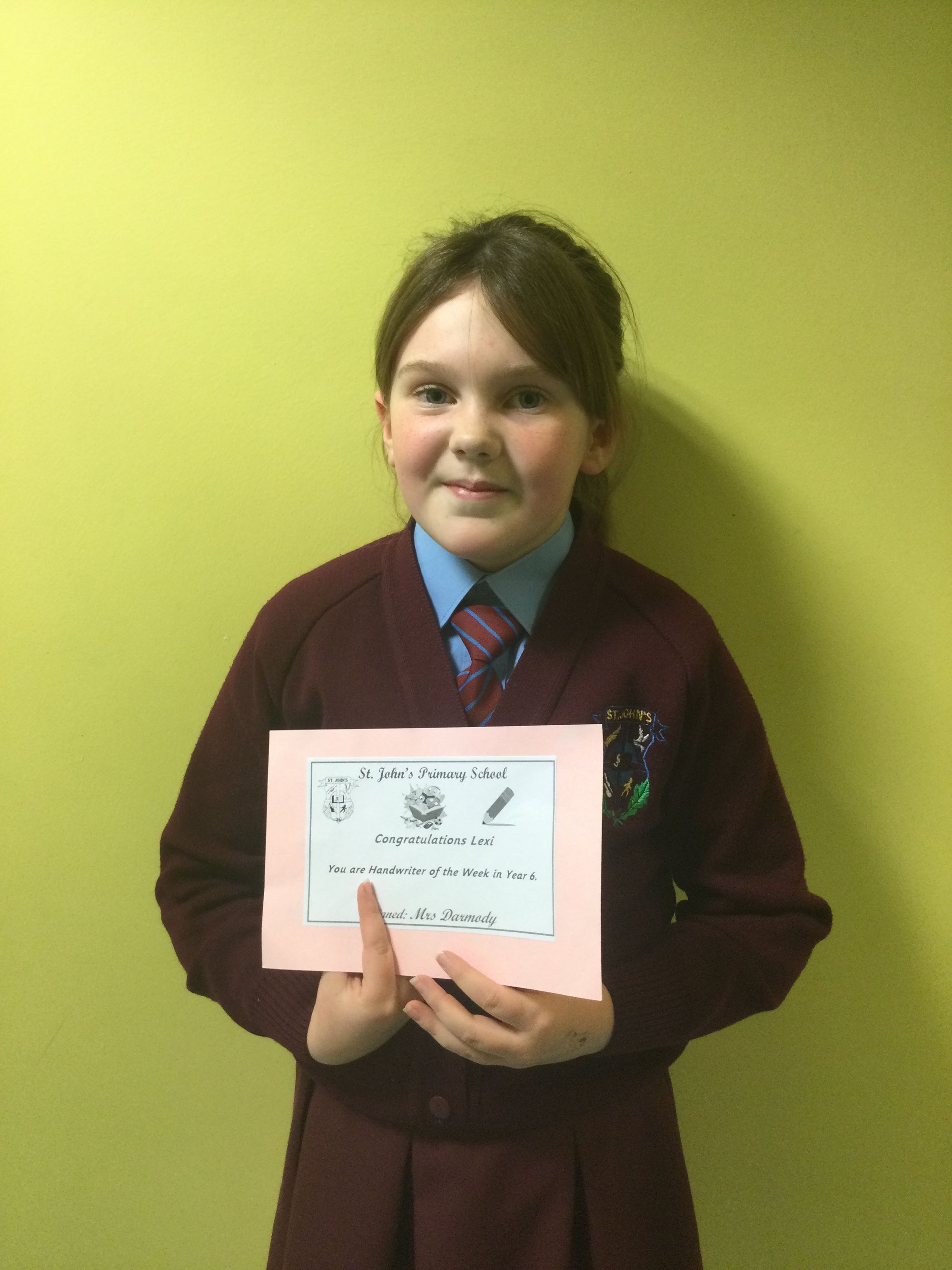 Handwriting Superstar in Y6.  Well done Lexi!