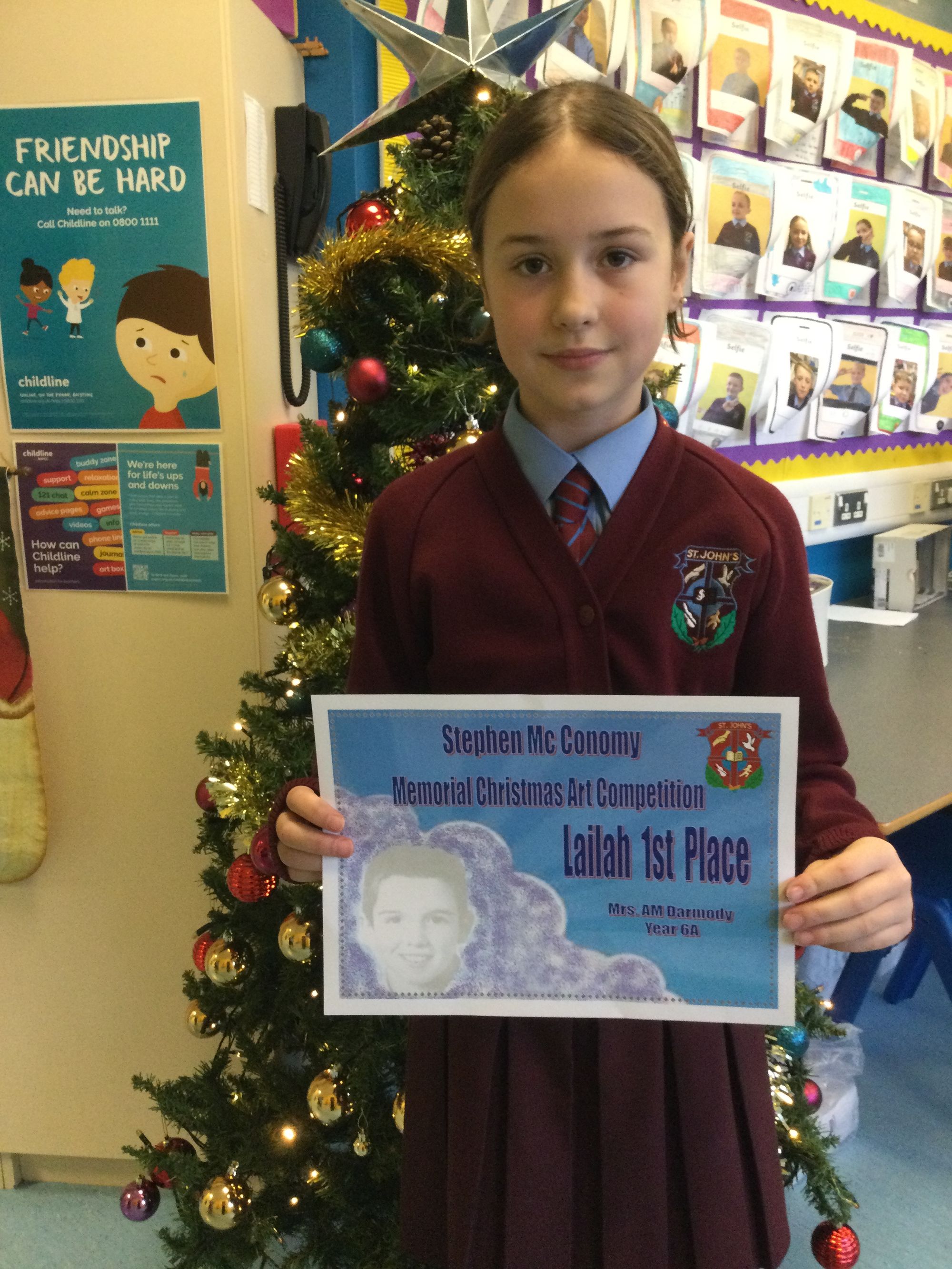 Year 6 Stephen Mc Conomy Art competition class winners.