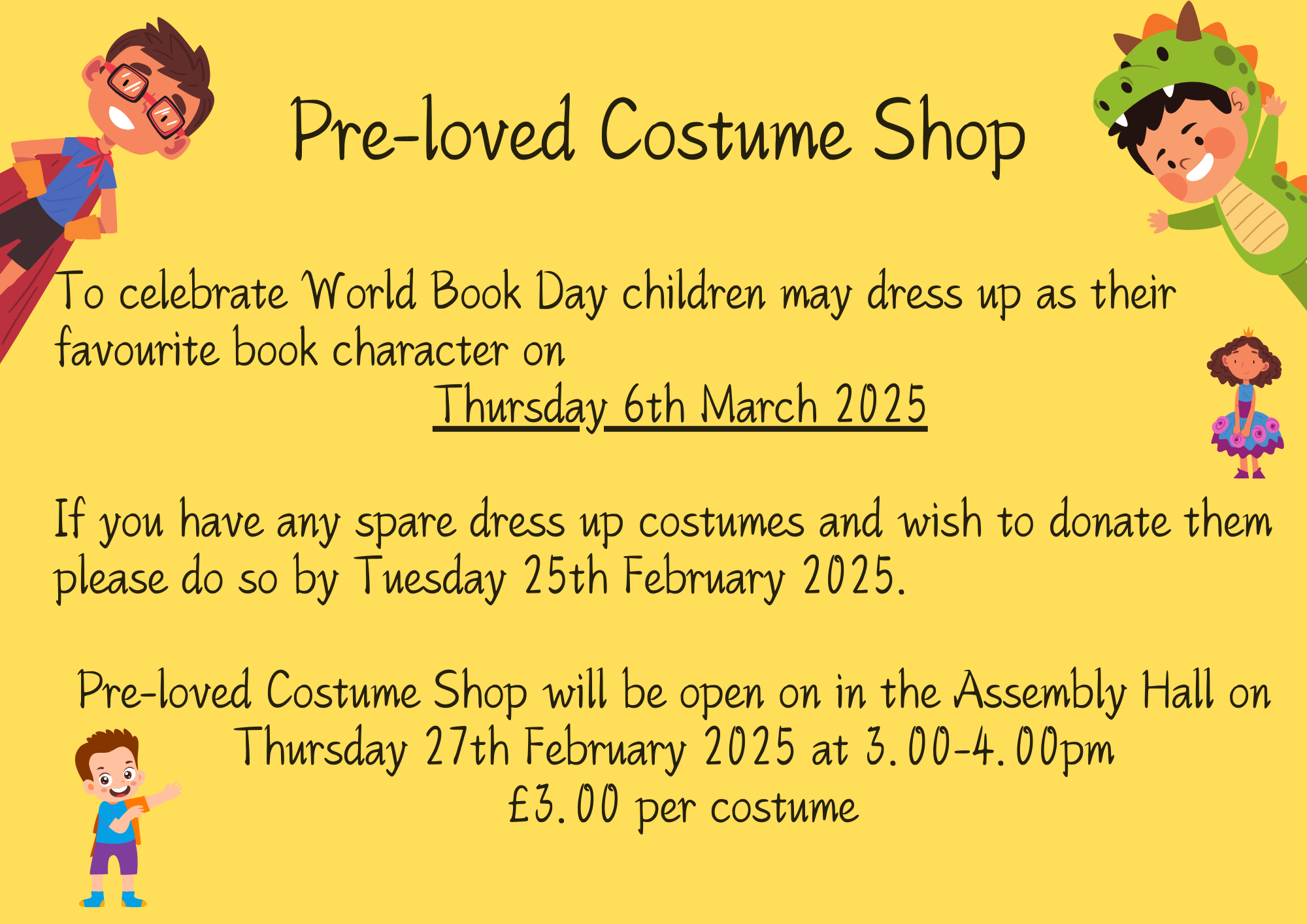 Reminder: Pre-loved Costume Shop