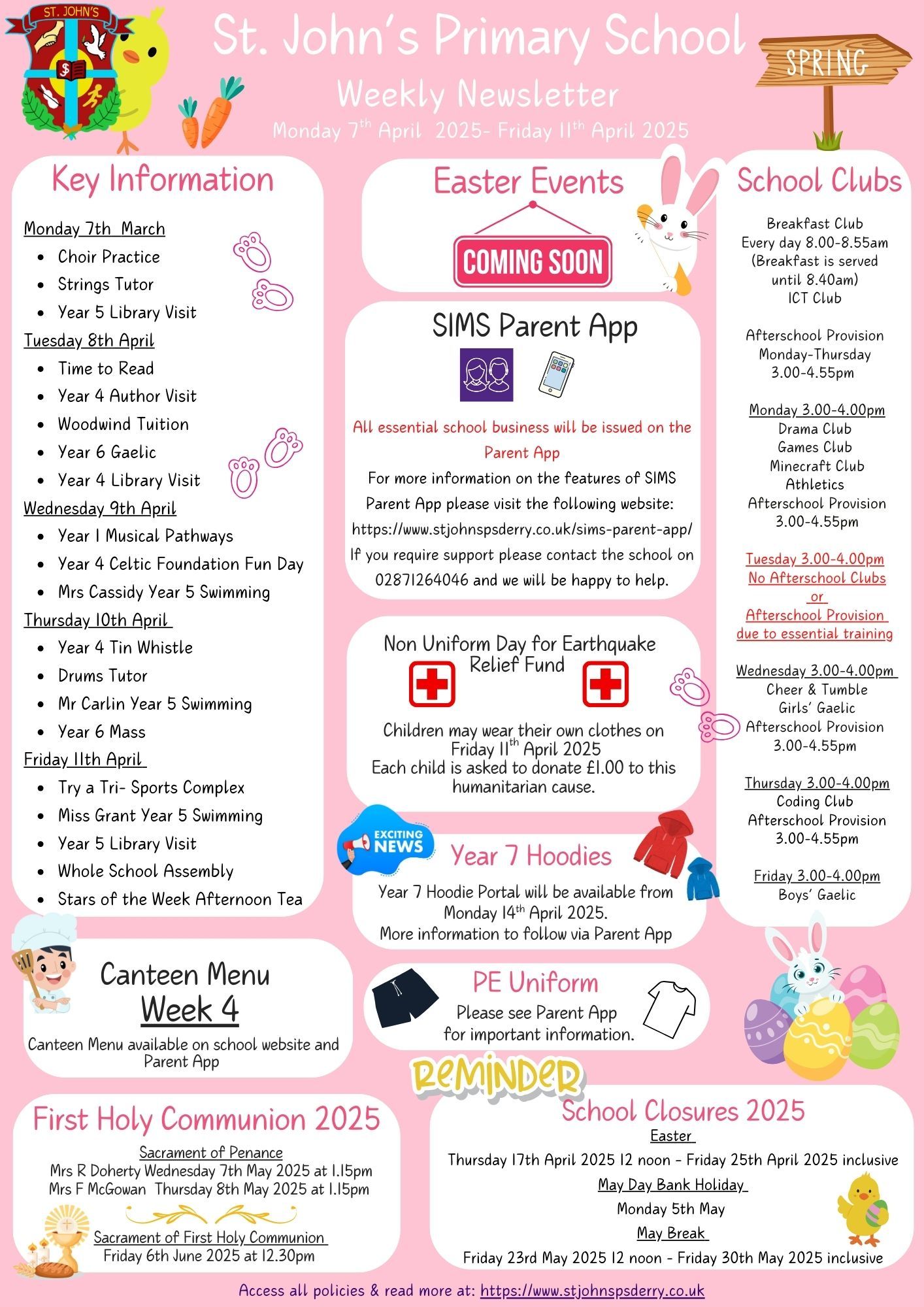 Weekly Newsletter Monday 7th April 2025