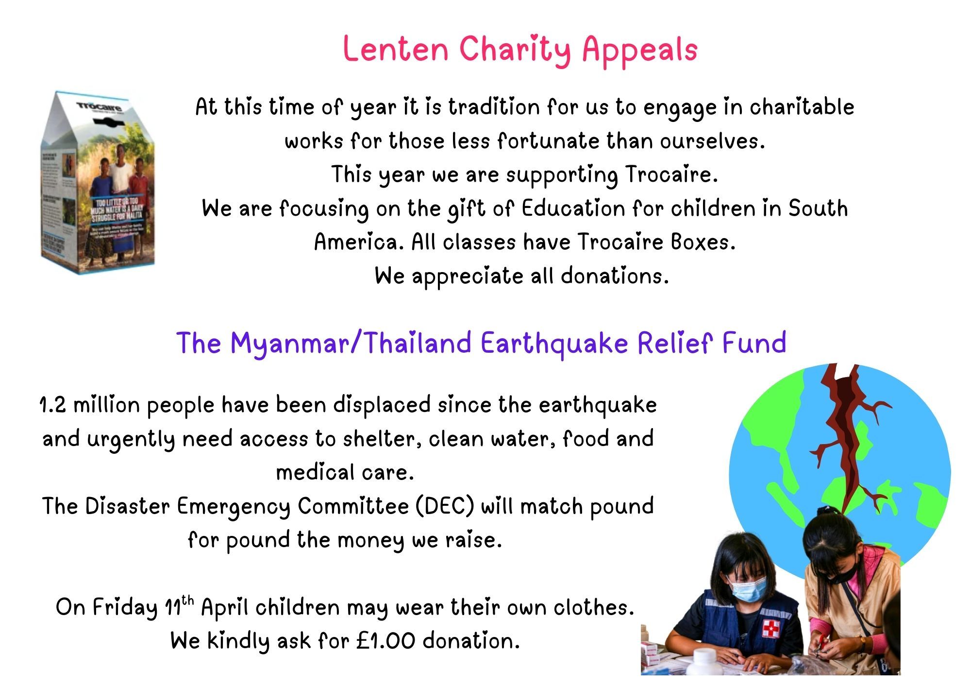 Lenten Charity Appeals