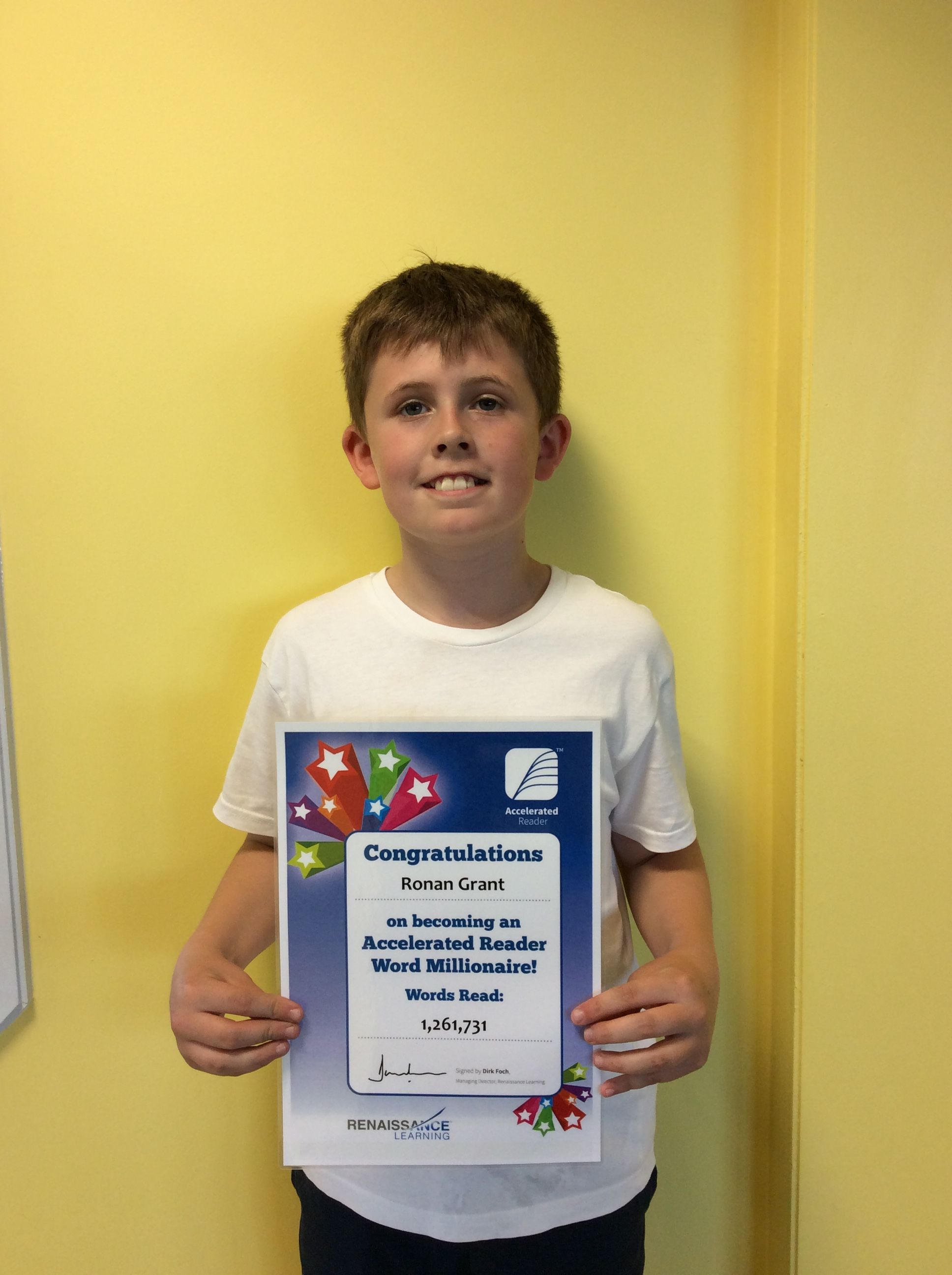 Congratulations Ronan on passing a million words r