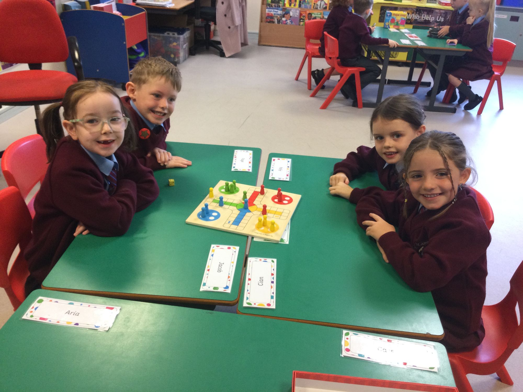 We are having fun learning new games, taking turns