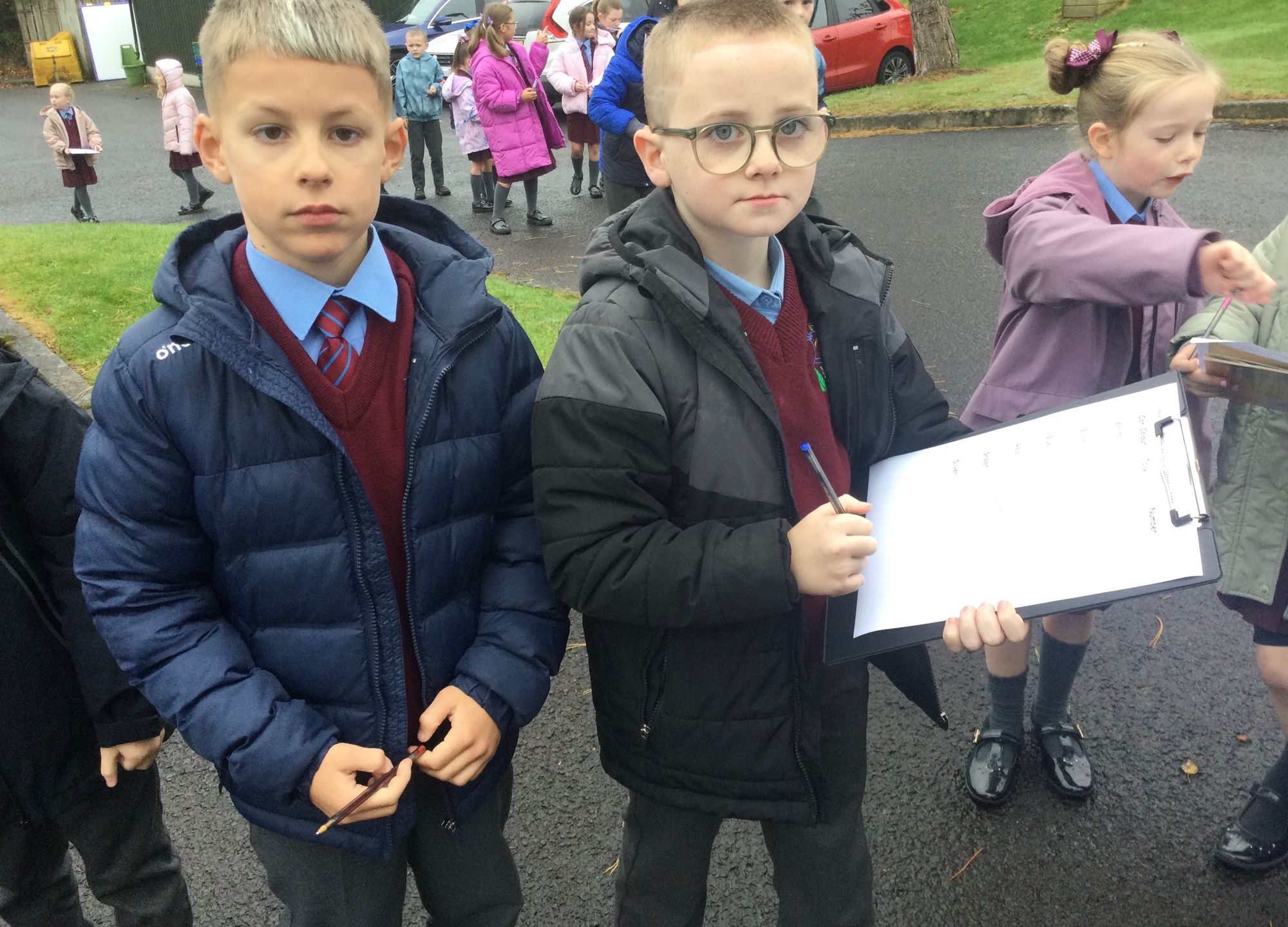Class 4A did a traffic survey outside school.  We