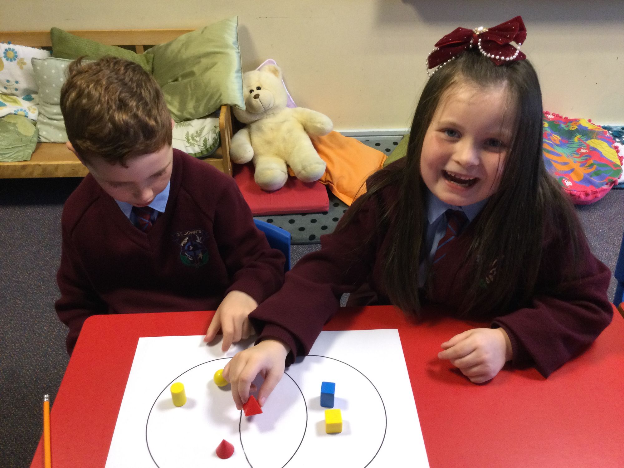 Today we sorted 3D shapes according to 2 criteria