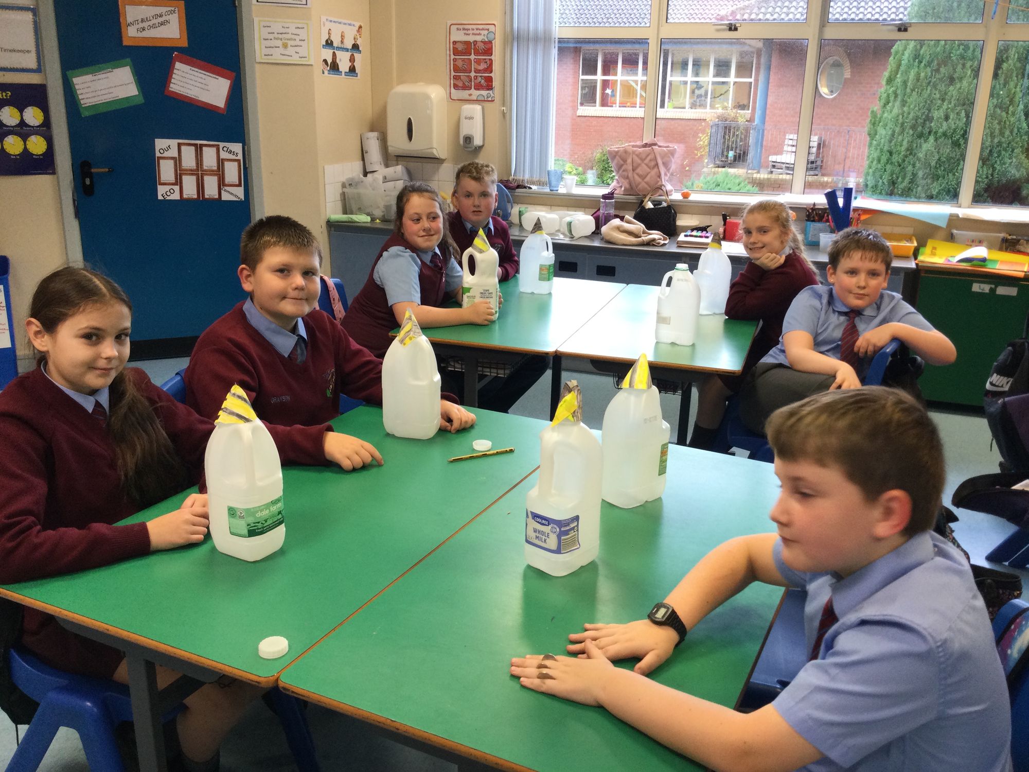 Year 6B had fun launching their bee rockets and fi