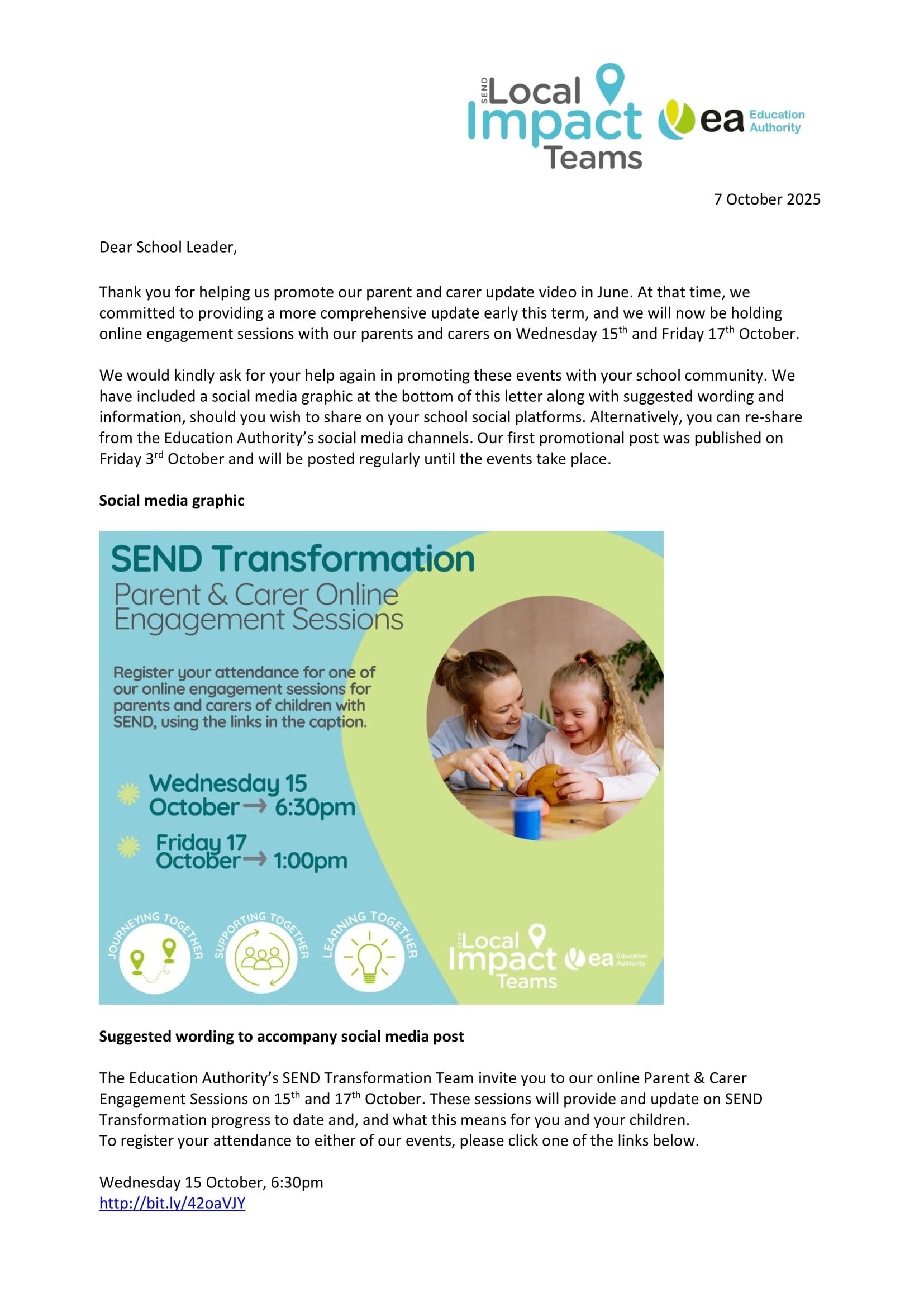 SEND Transformation Engagement Sessions