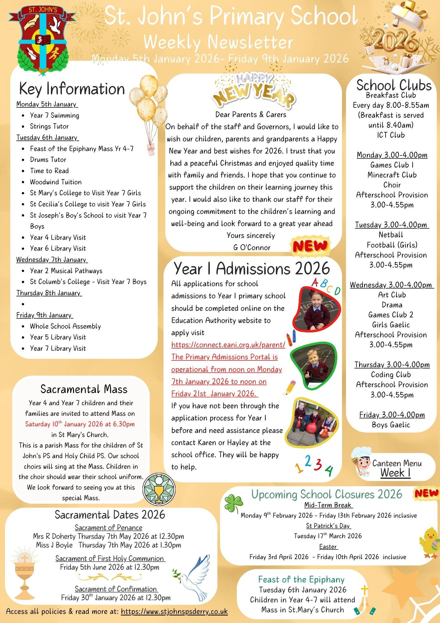 Weekly Newsletter Monday 5th January 2026