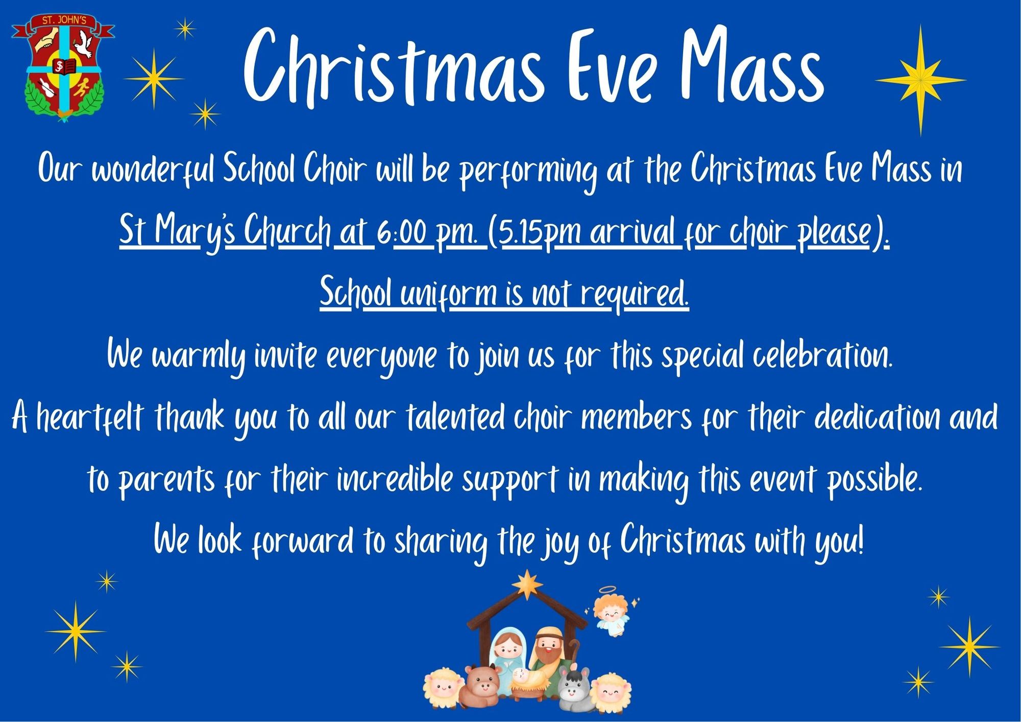 Reminder: Christmas Eve Mass tonight 6.00pm St Mary's Church.