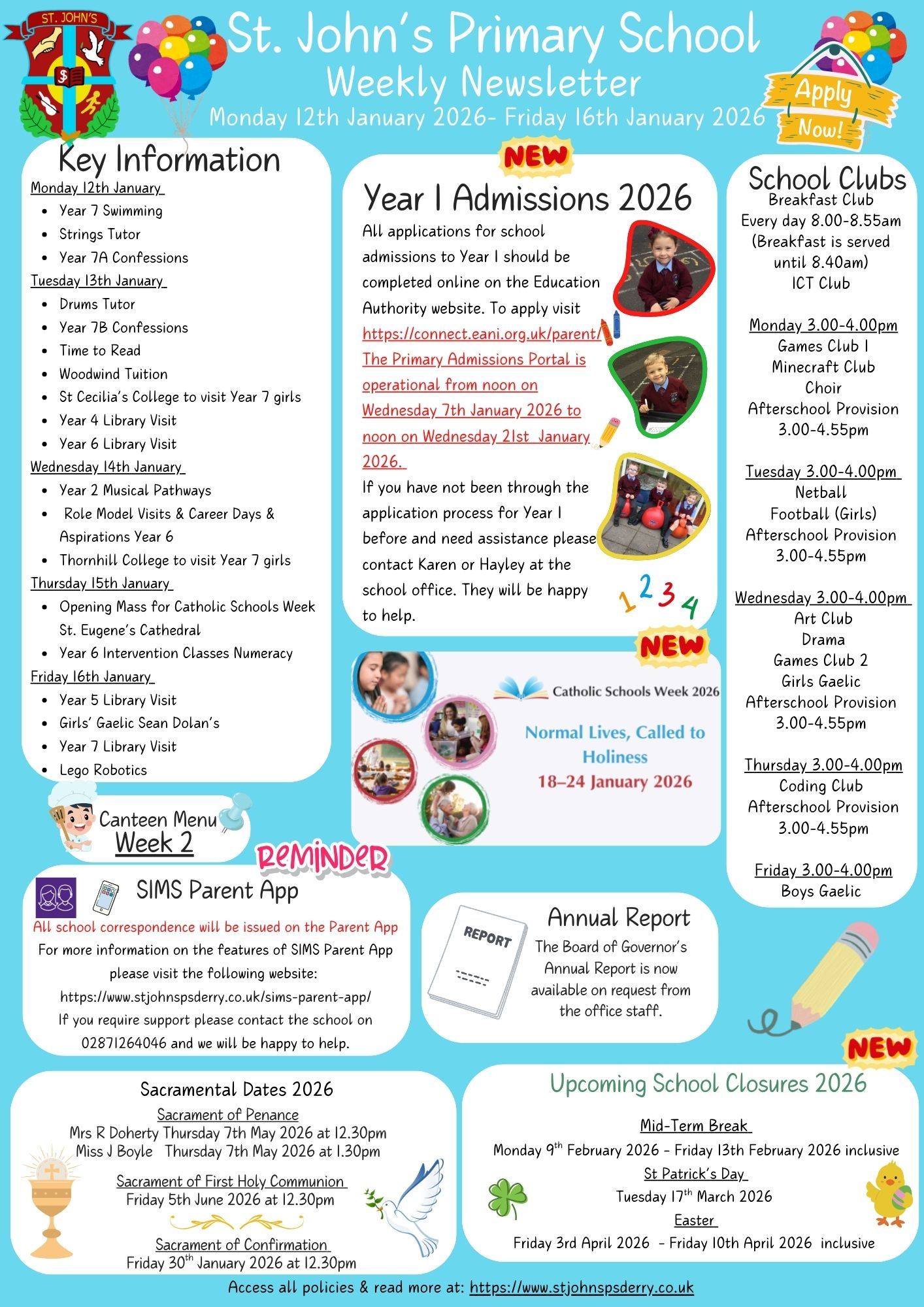 Weekly Newsletter Monday 12th January 2026