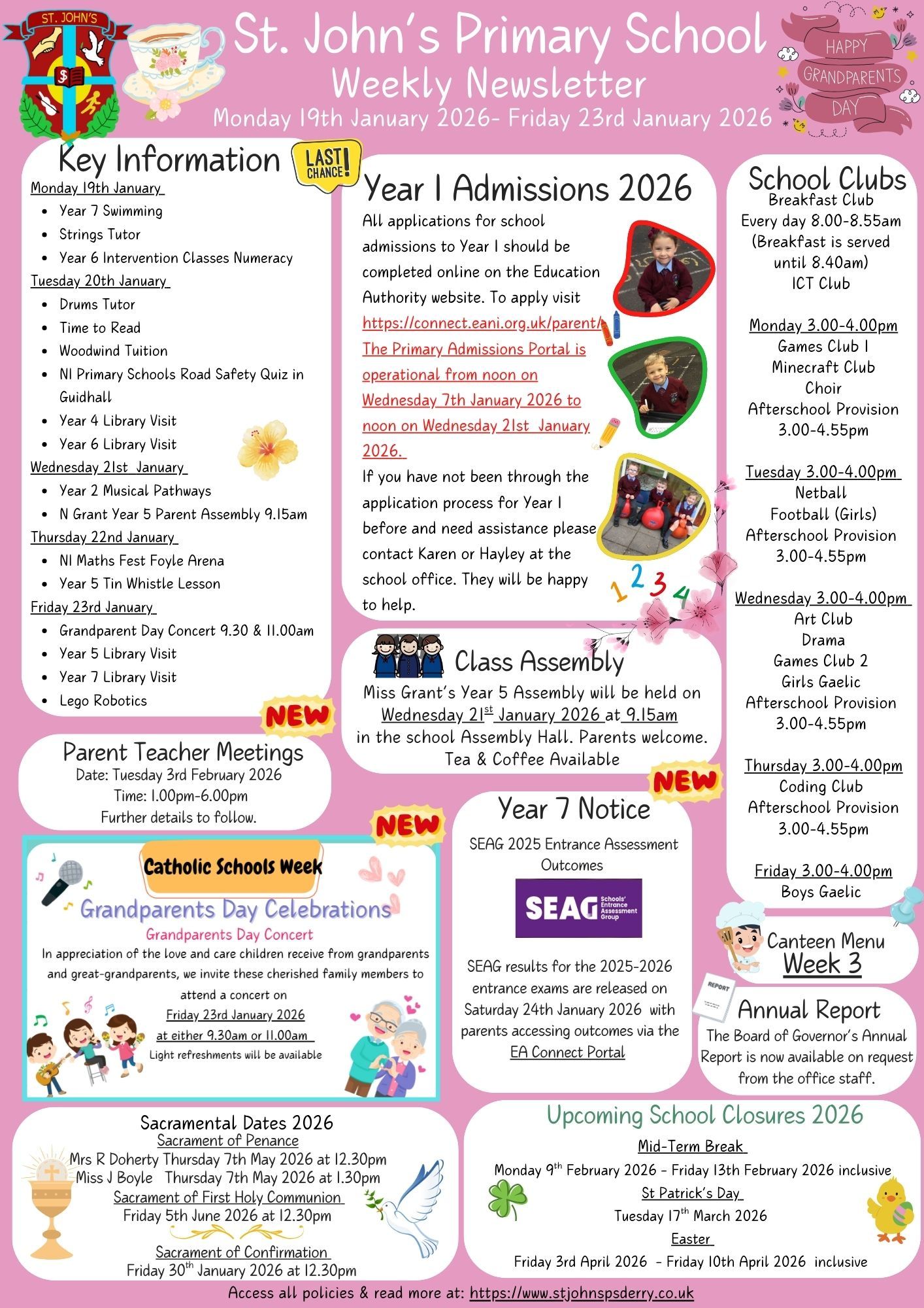 Weekly Newsletter Monday 19th January 2026