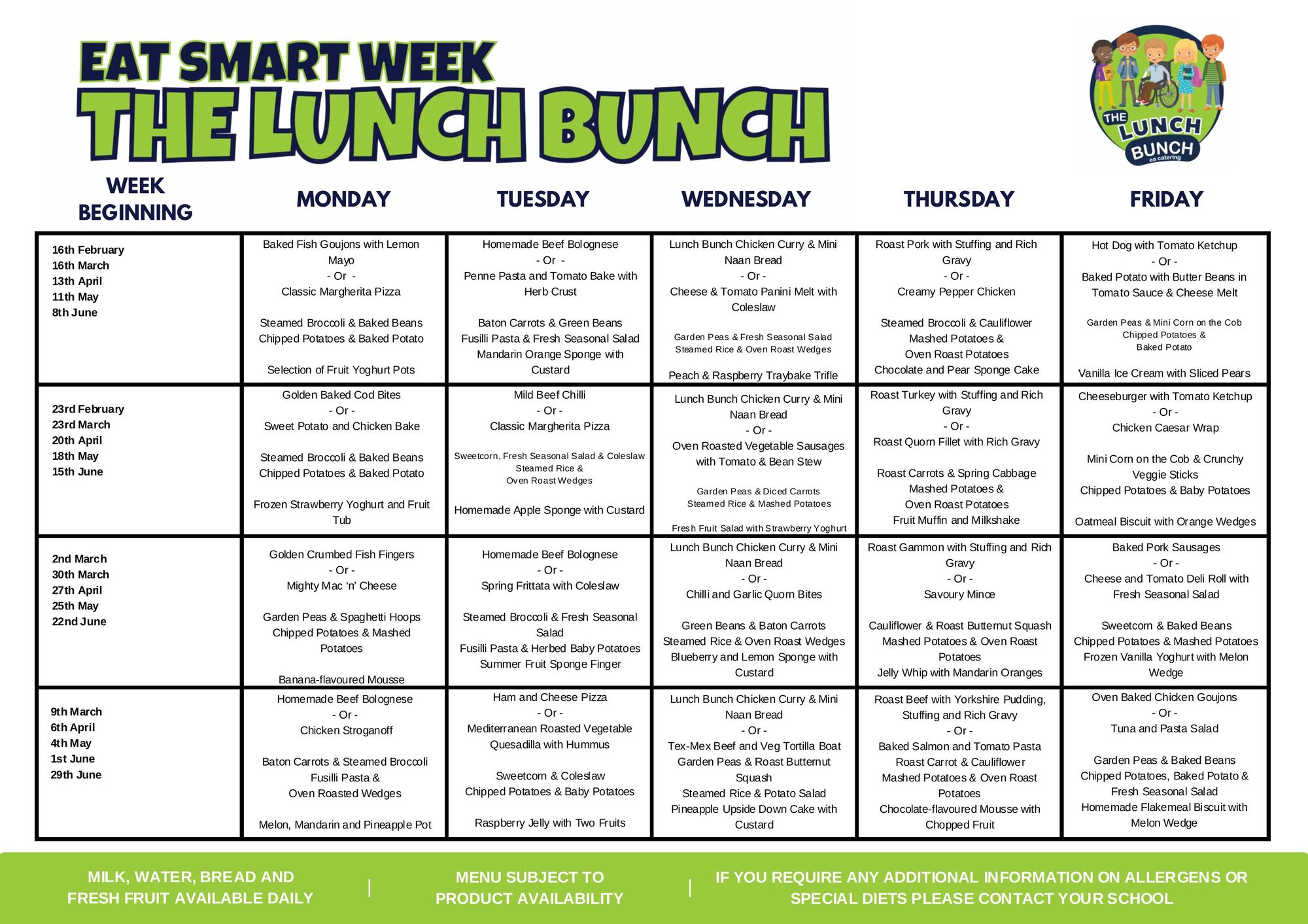 Spring/Summer Canteen Menu