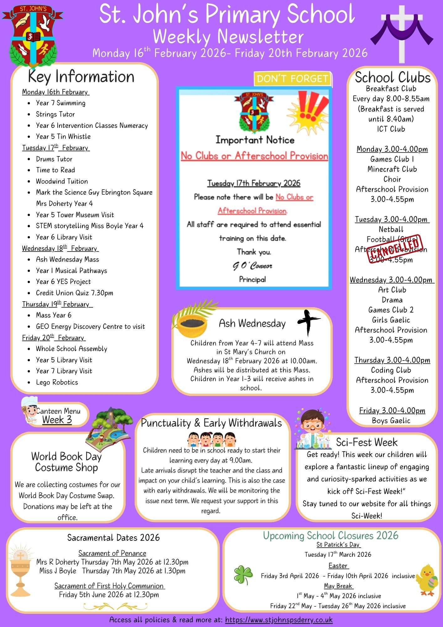 Weekly Newsletter Monday 16th February 2026