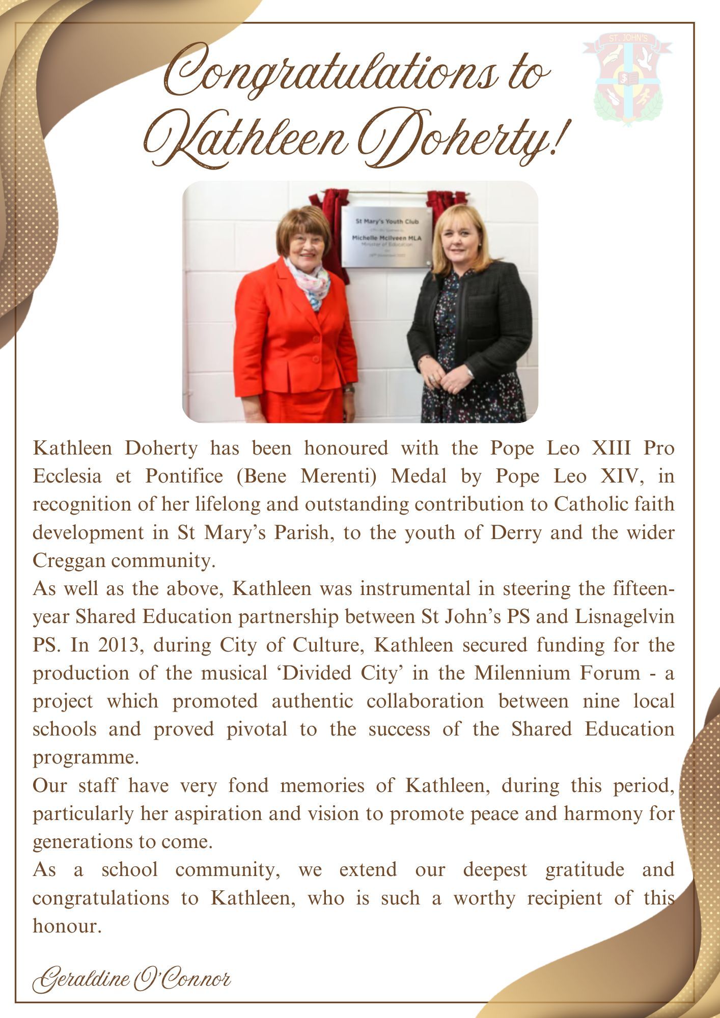 Congratulations to Kathleen Doherty!