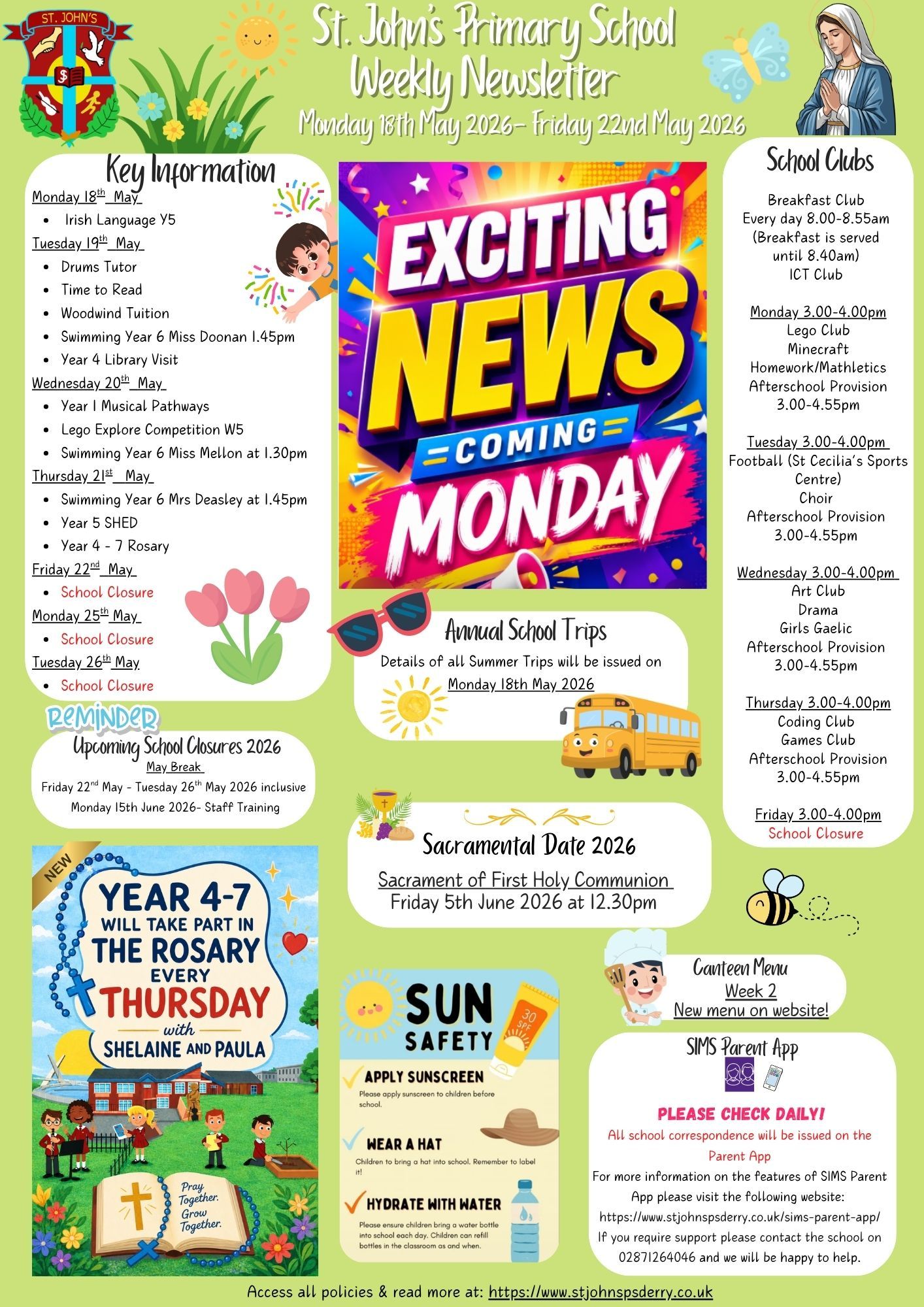 Weekly Newsletter Monday 18th May 2026