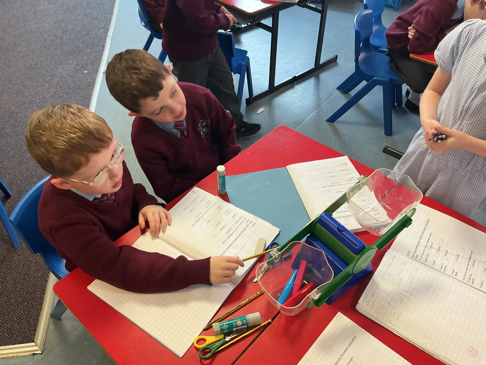 3B using balancing scales