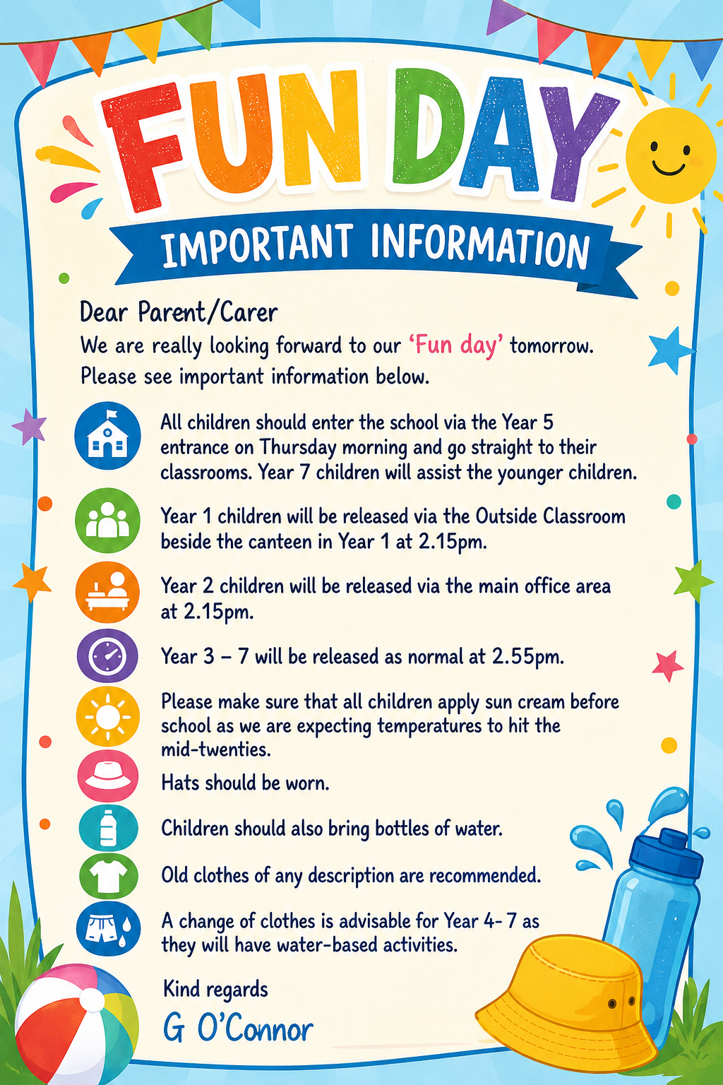 FUN DAY IMPORTANT INFORMATION